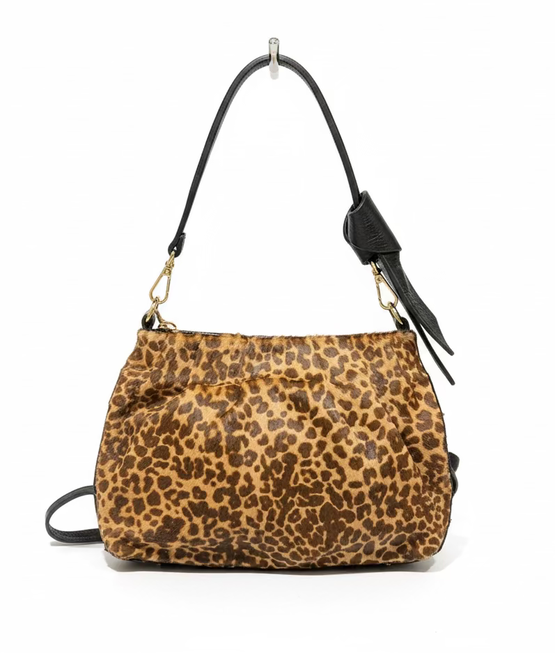 Clutch fiocco cavallino macula caramello