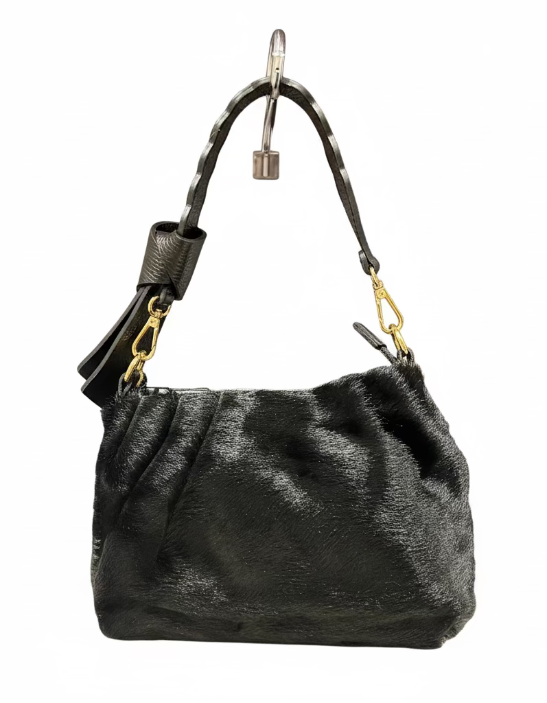 Clutch fiocco cavallino total black