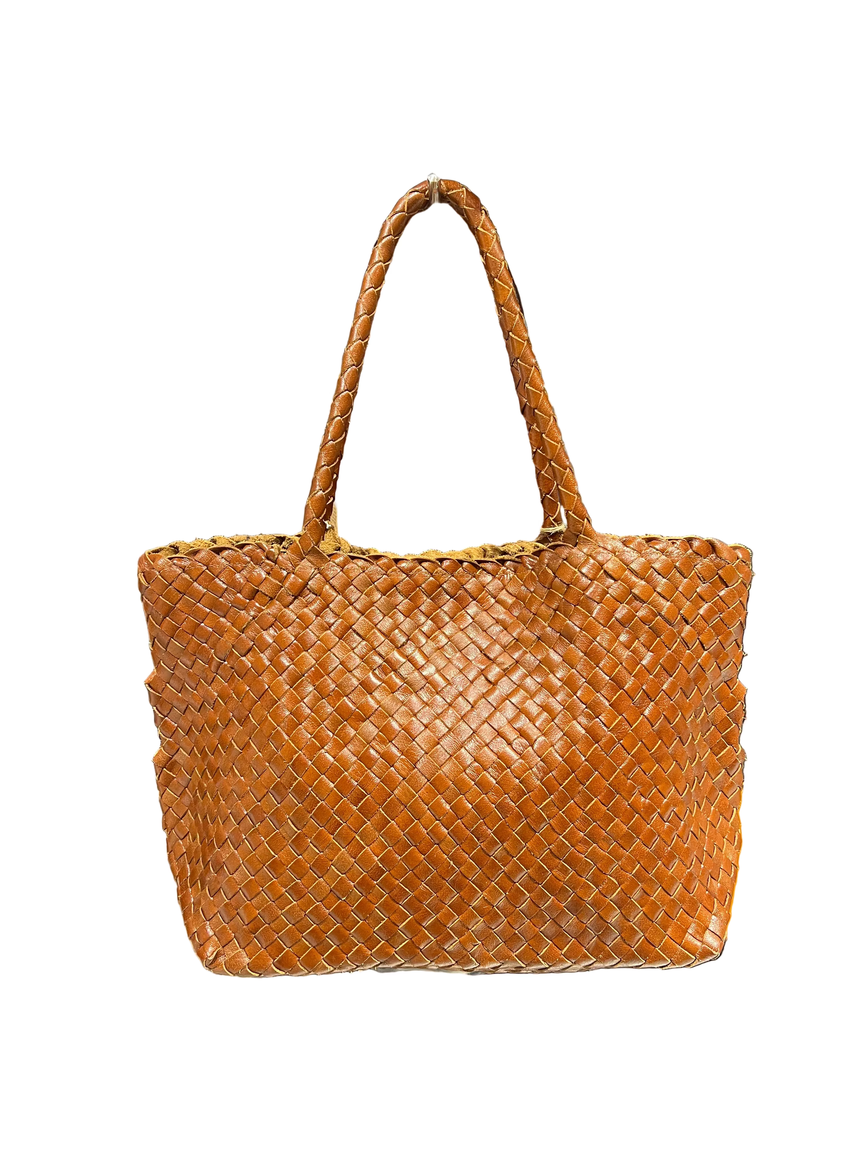 Basket intrecciata maxi cuoio