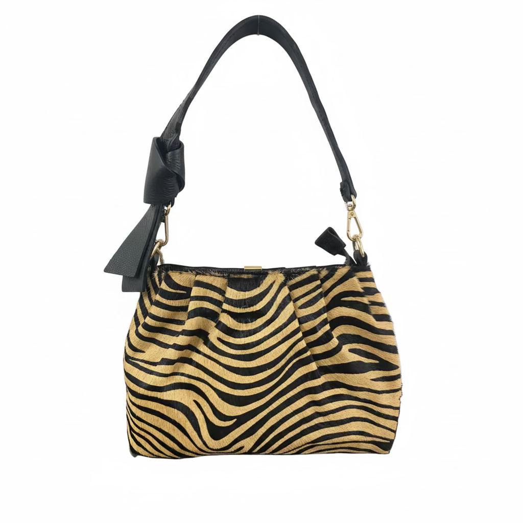 Clutch fiocco cavallino zebra marrone