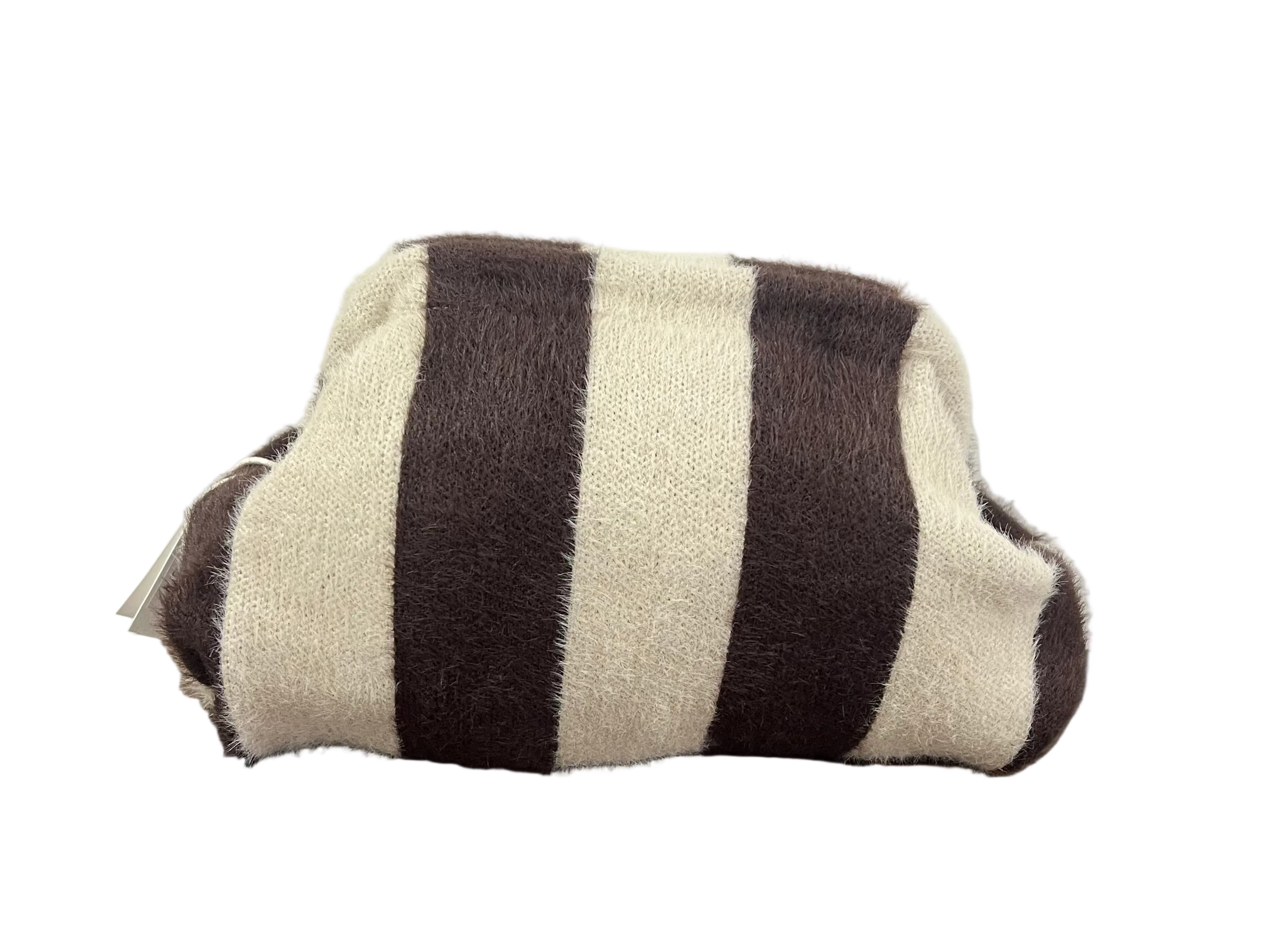 Clutch effetto mohair righe panna testa di moro