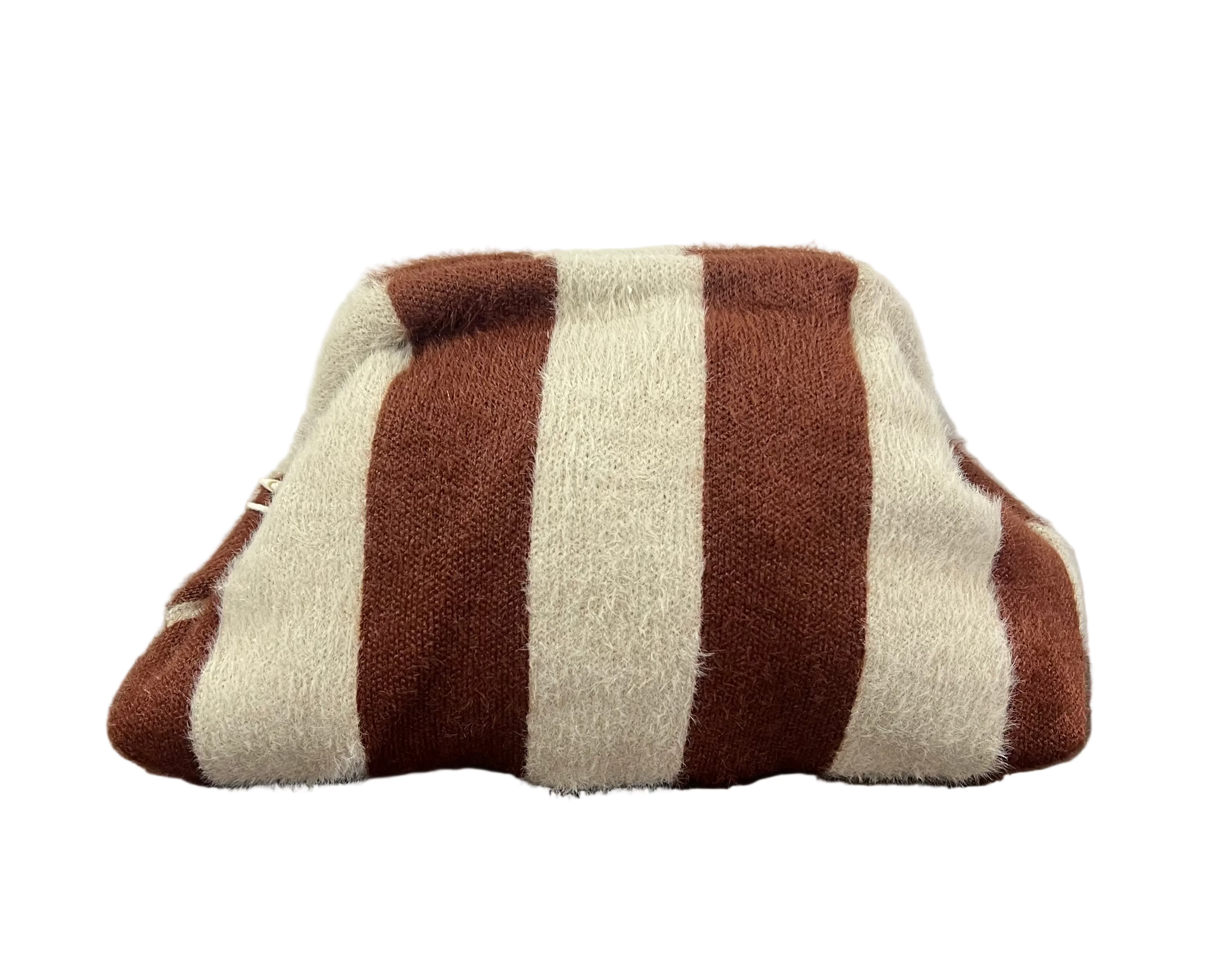 Clutch effetto mohair righe panna cioccolato