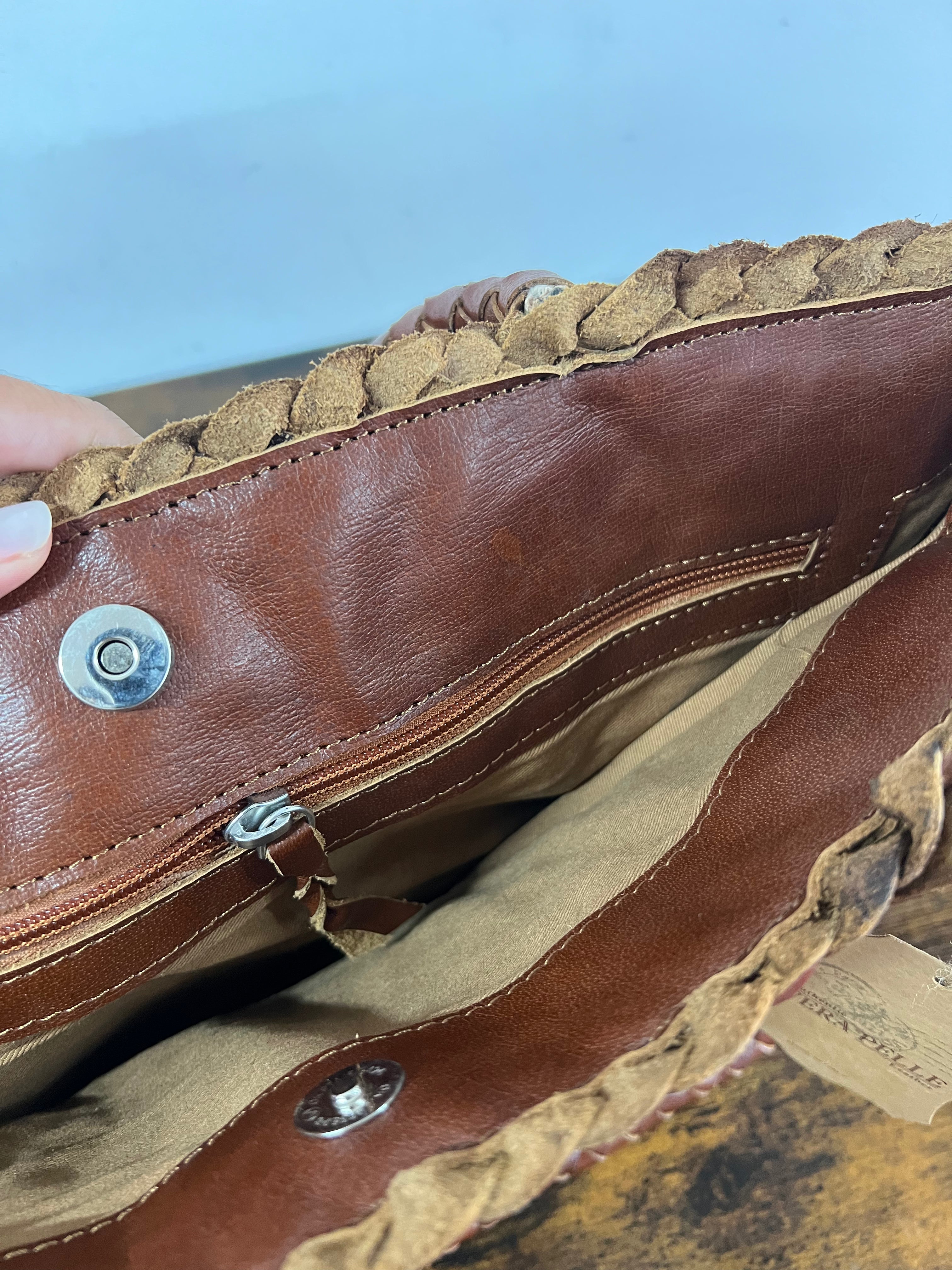 Basket intrecciata maxi cuoio