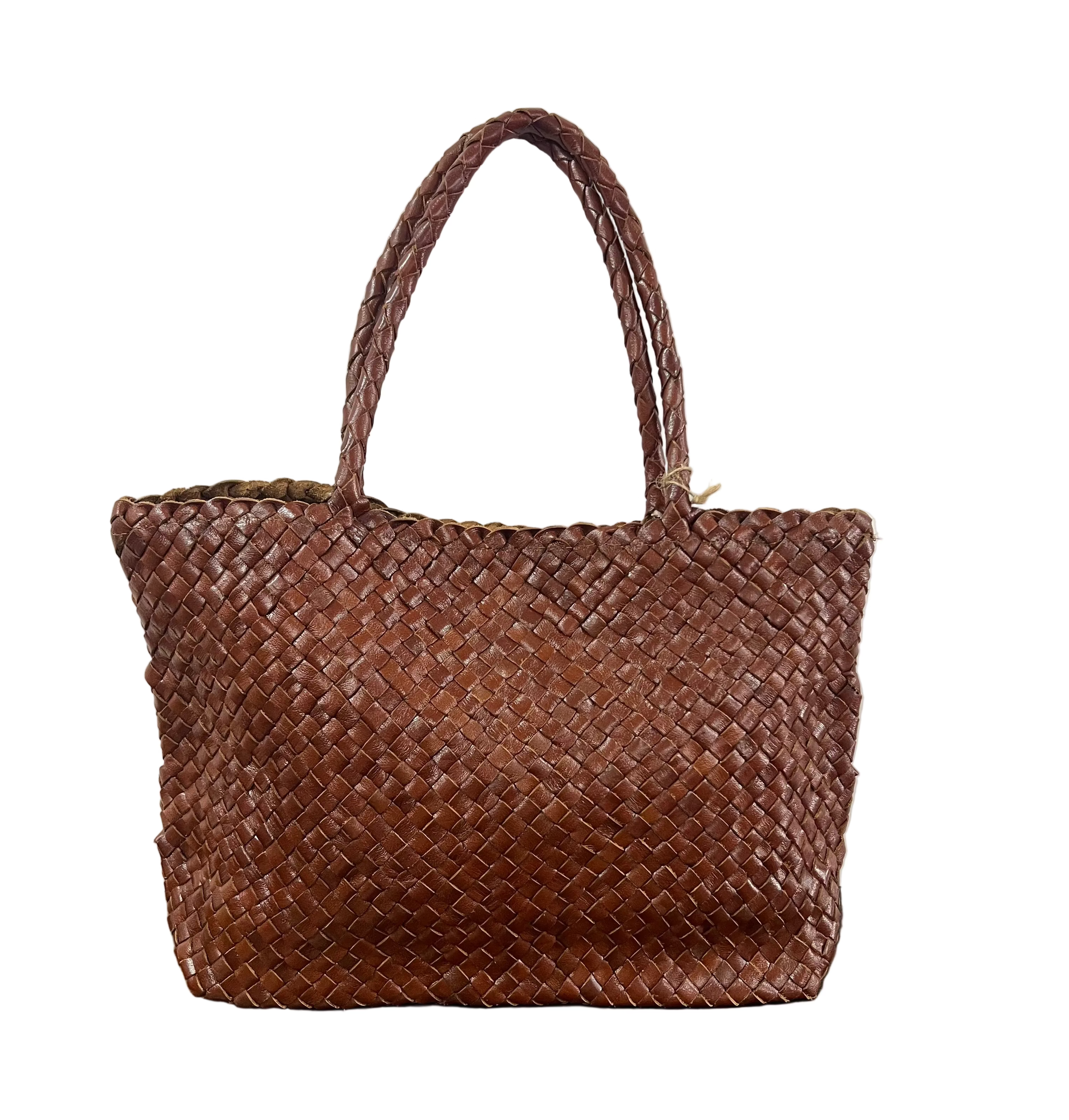 Basket intrecciata maxi cuoio