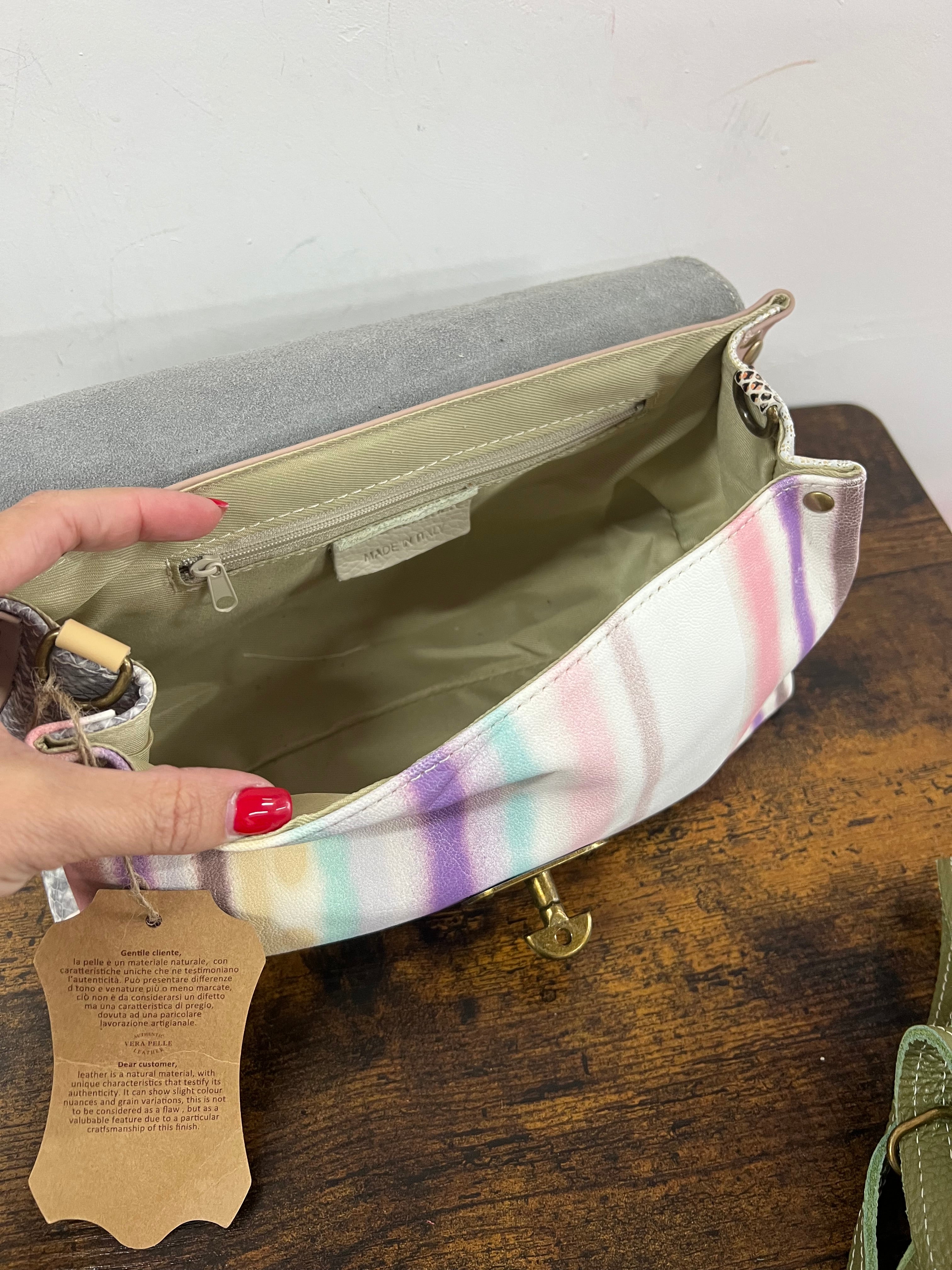 Country bag mini patchwork pyt grigio stra rosa