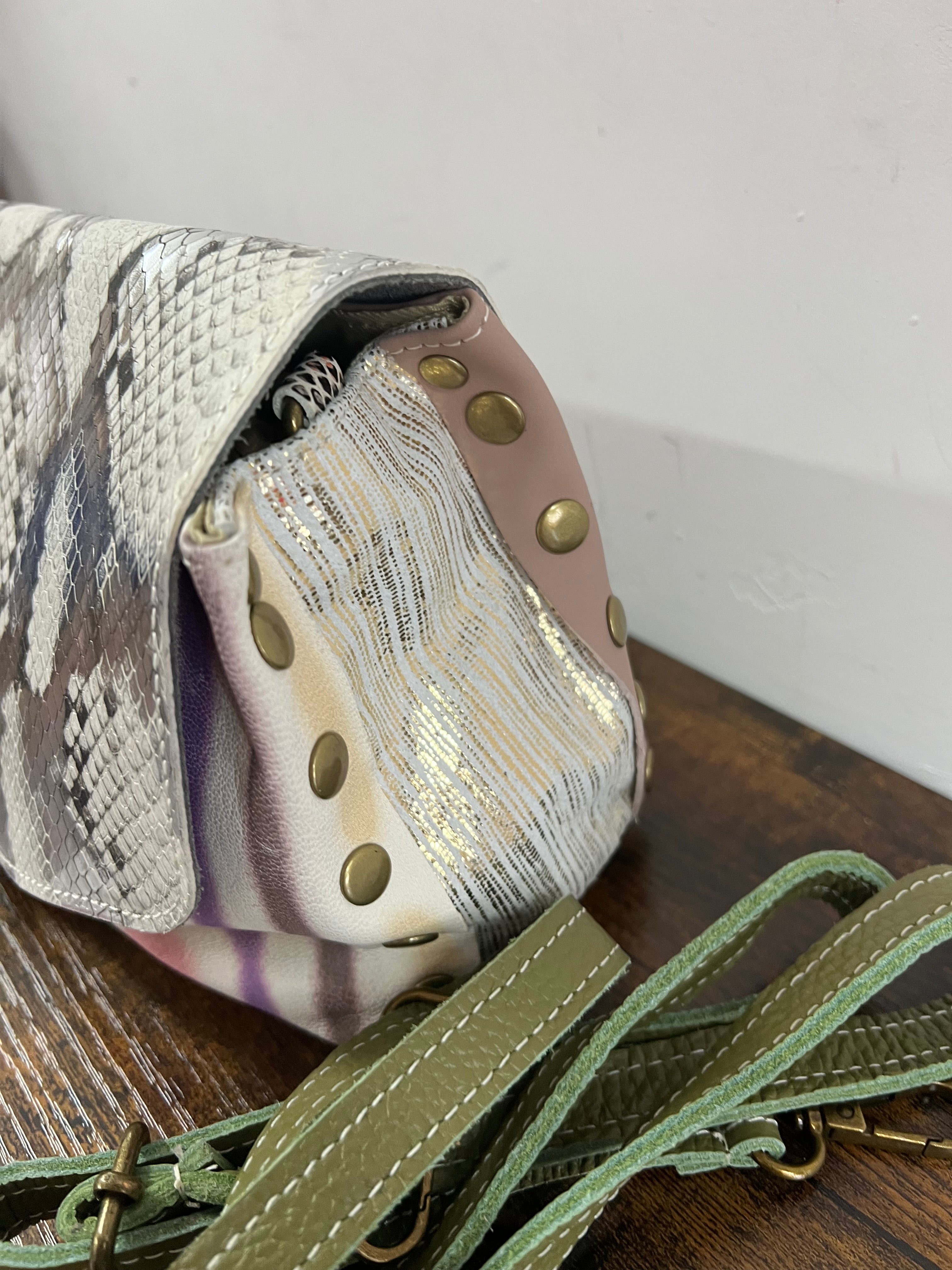 Country bag mini patchwork pyt grigio stra rosa