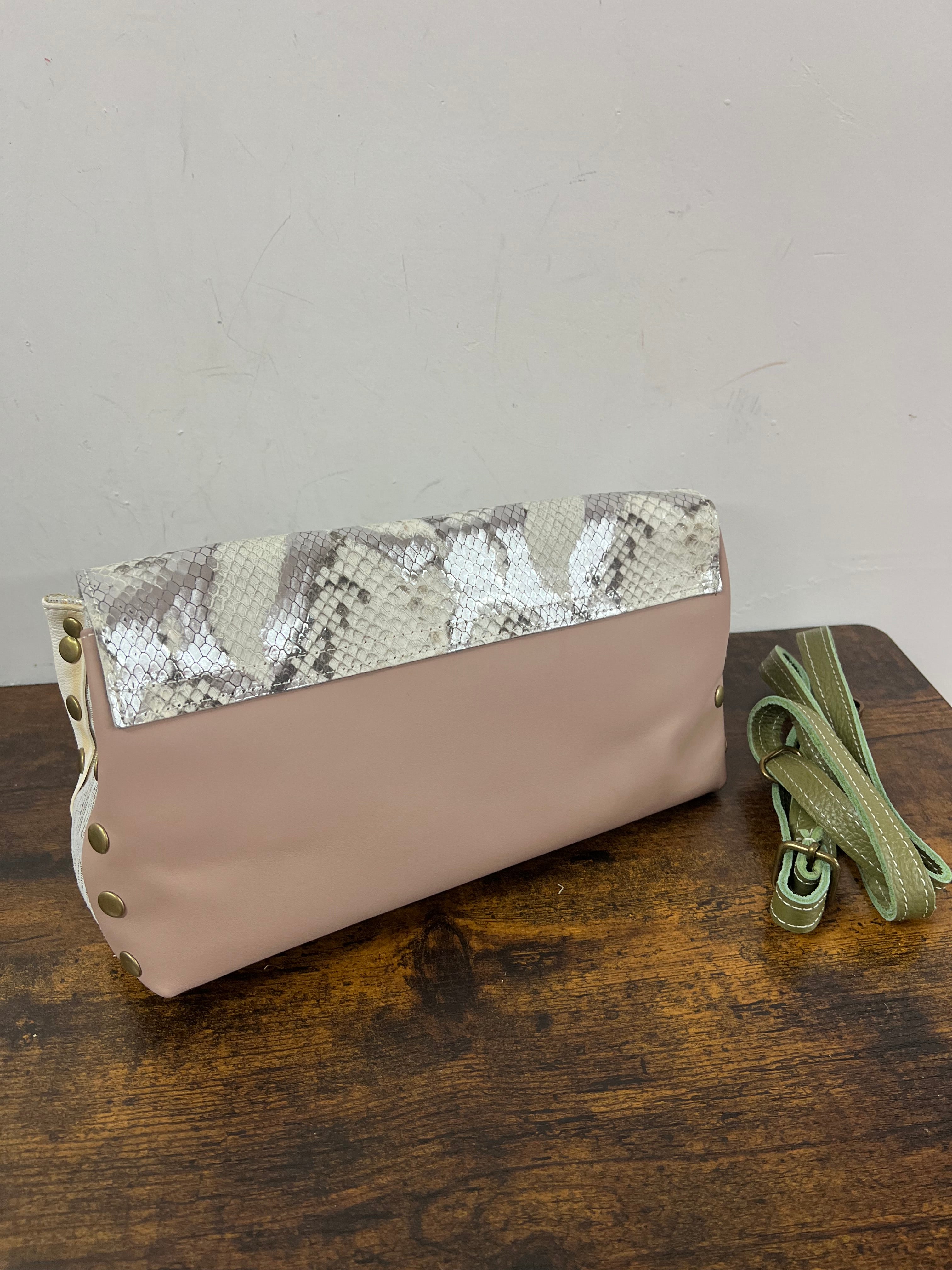 Country bag mini patchwork pyt grigio stra rosa