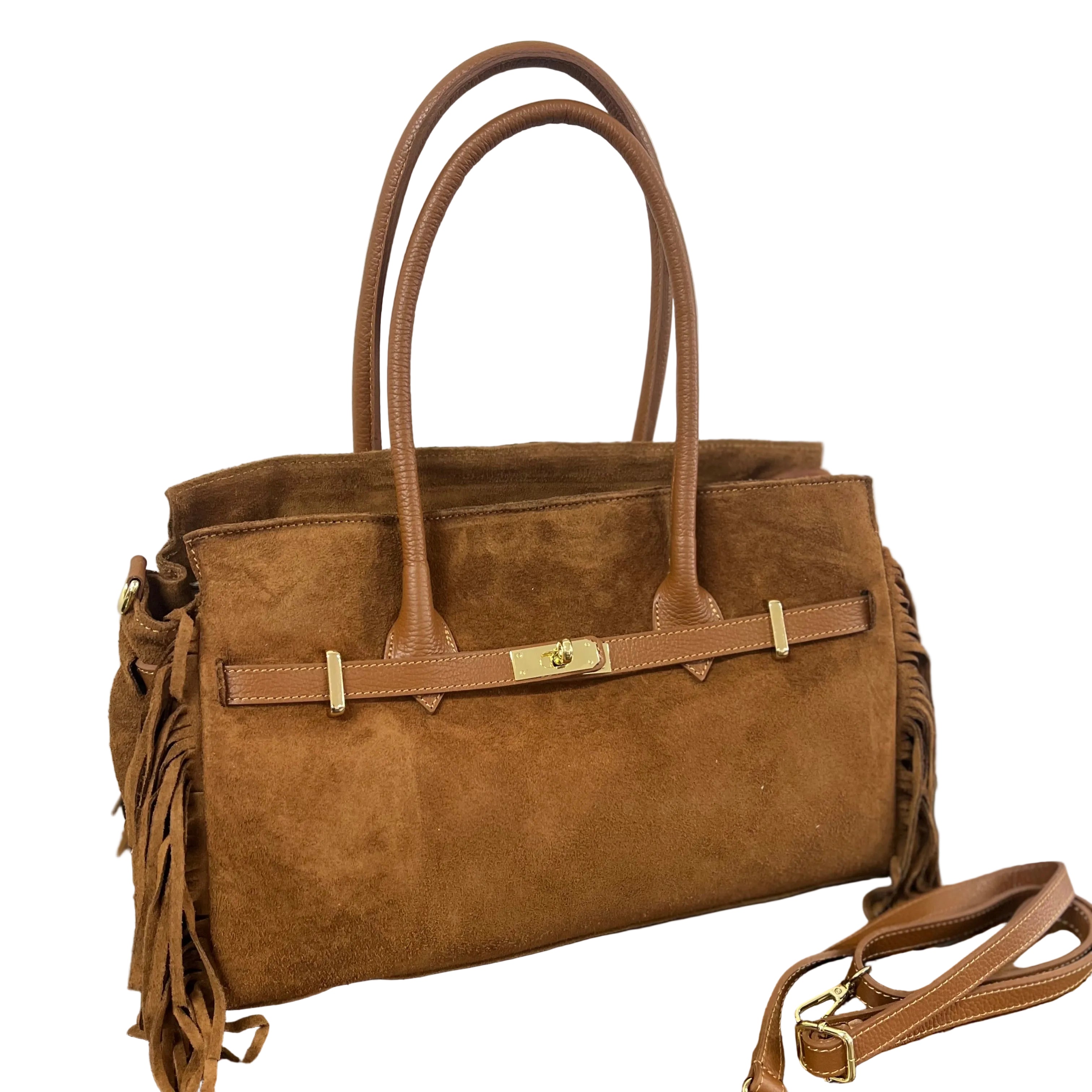 Shopper horse suede cuoio scuro