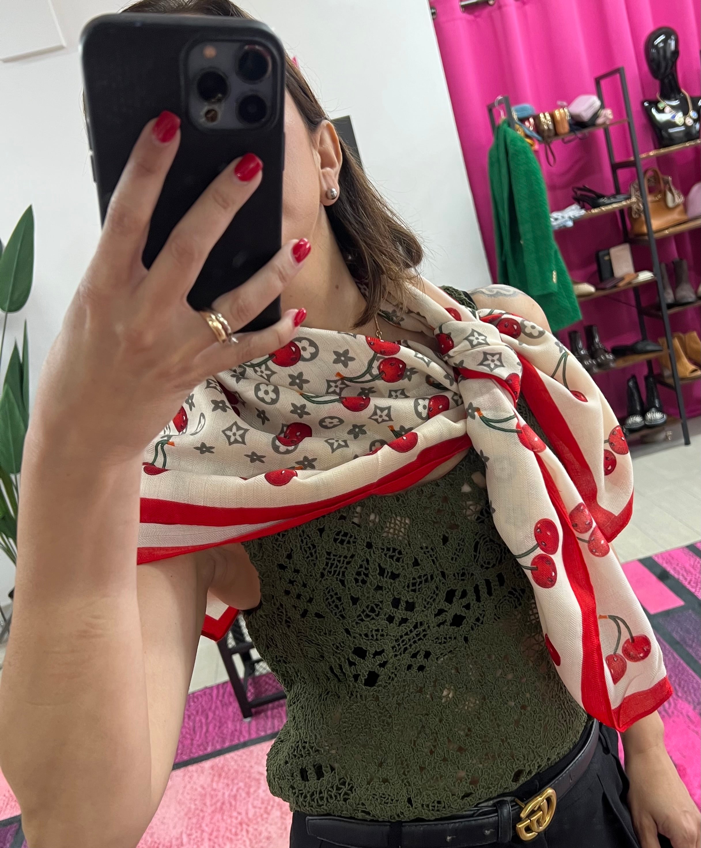 Foulard mega ciliegie panna
