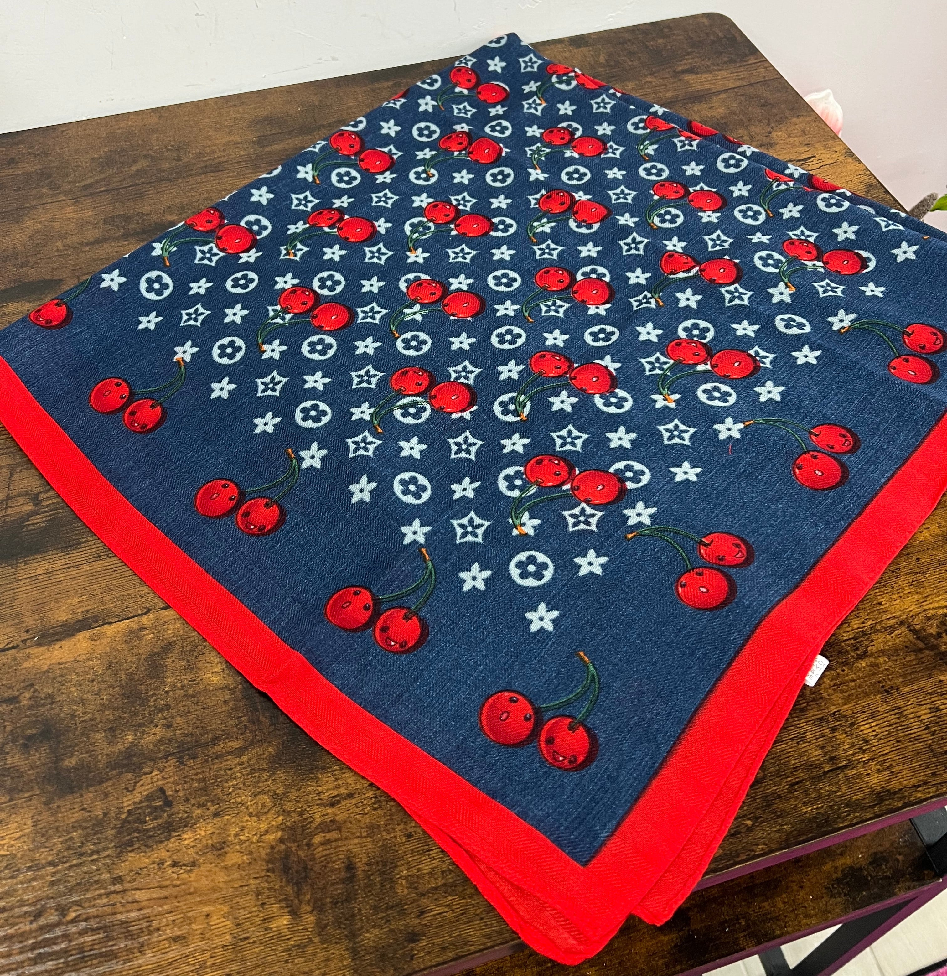 Foulard mega ciliegie blu cobalto