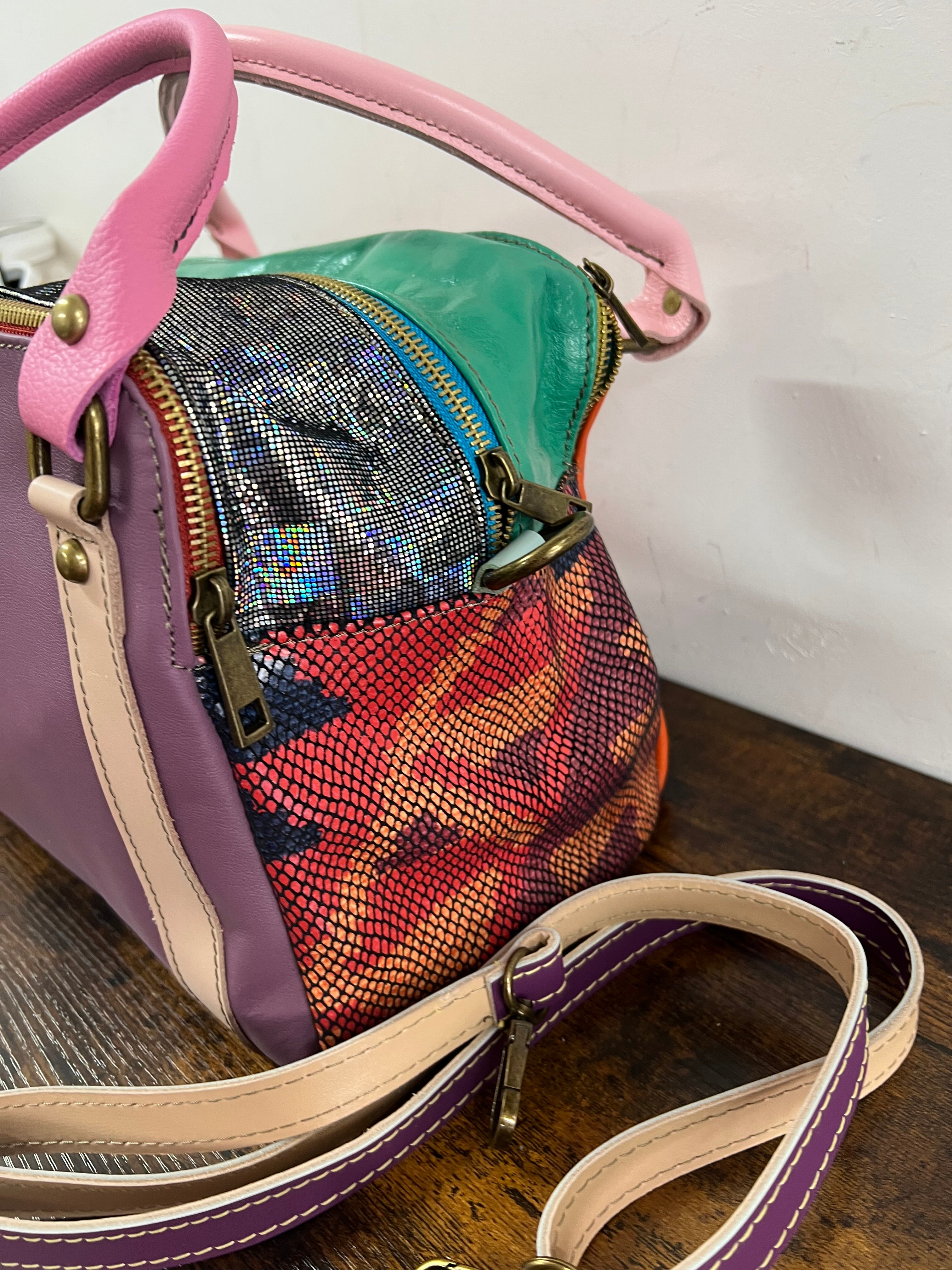 Country quadrotta patchwork viola tenue e arancio