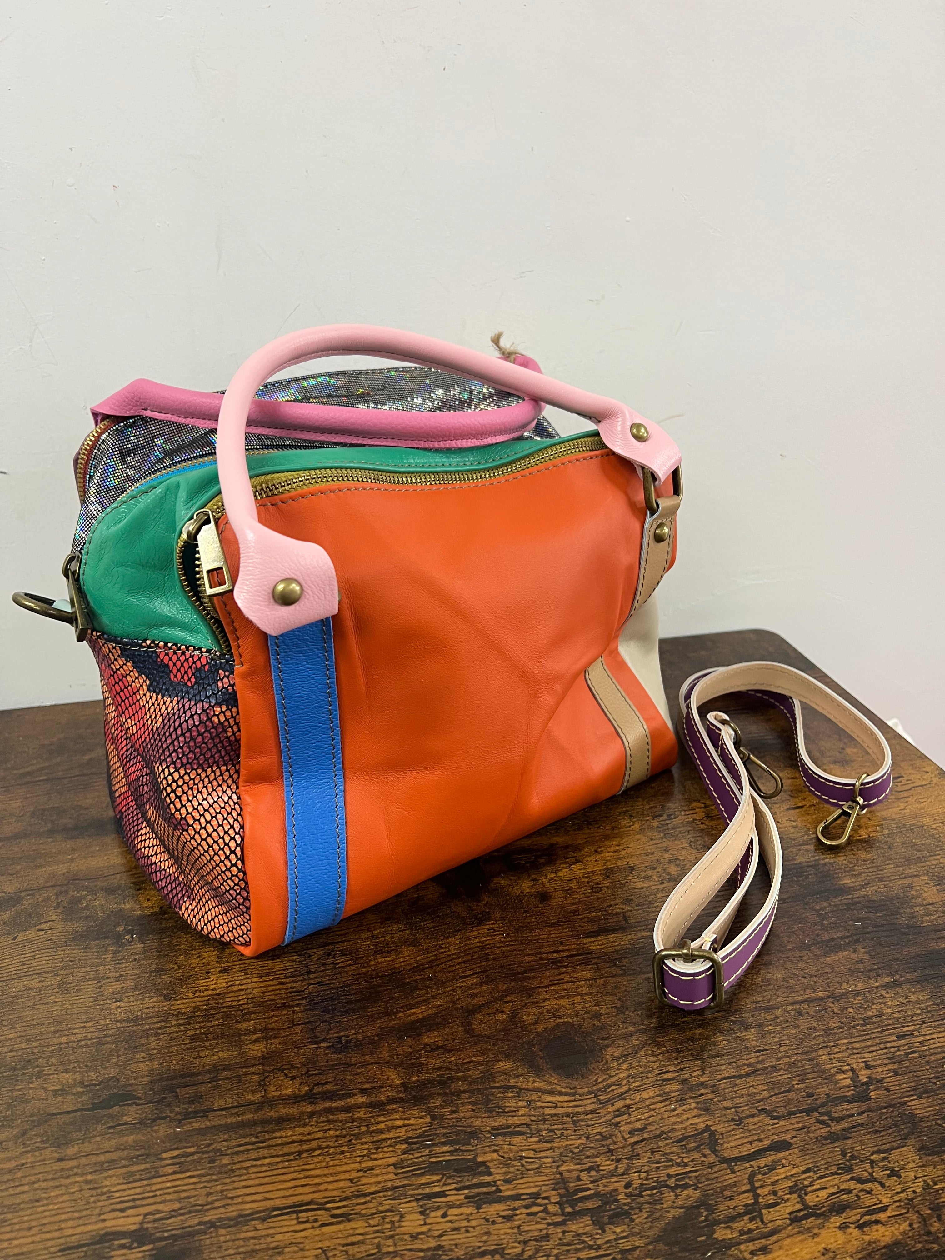 Country quadrotta patchwork viola tenue e arancio