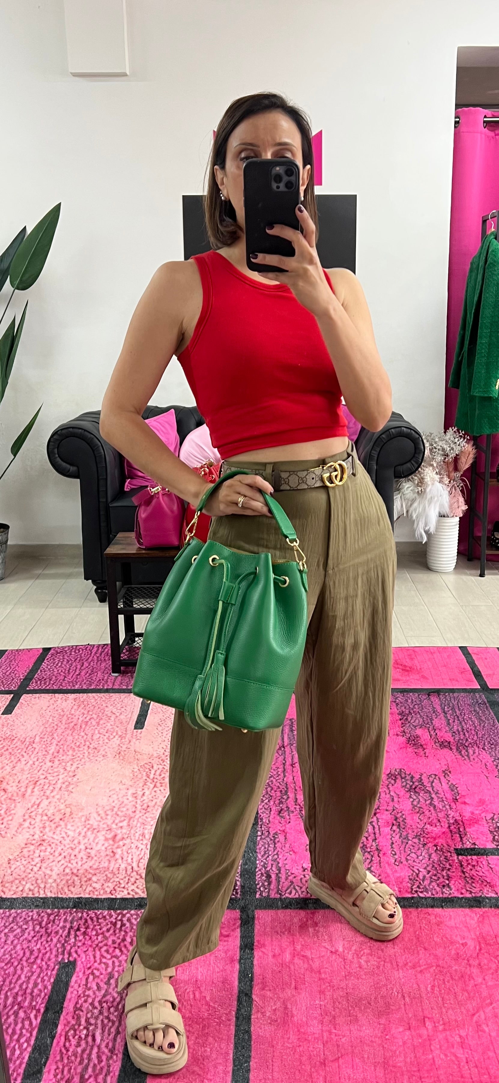 Sacchetto frange maxi verde smeraldo