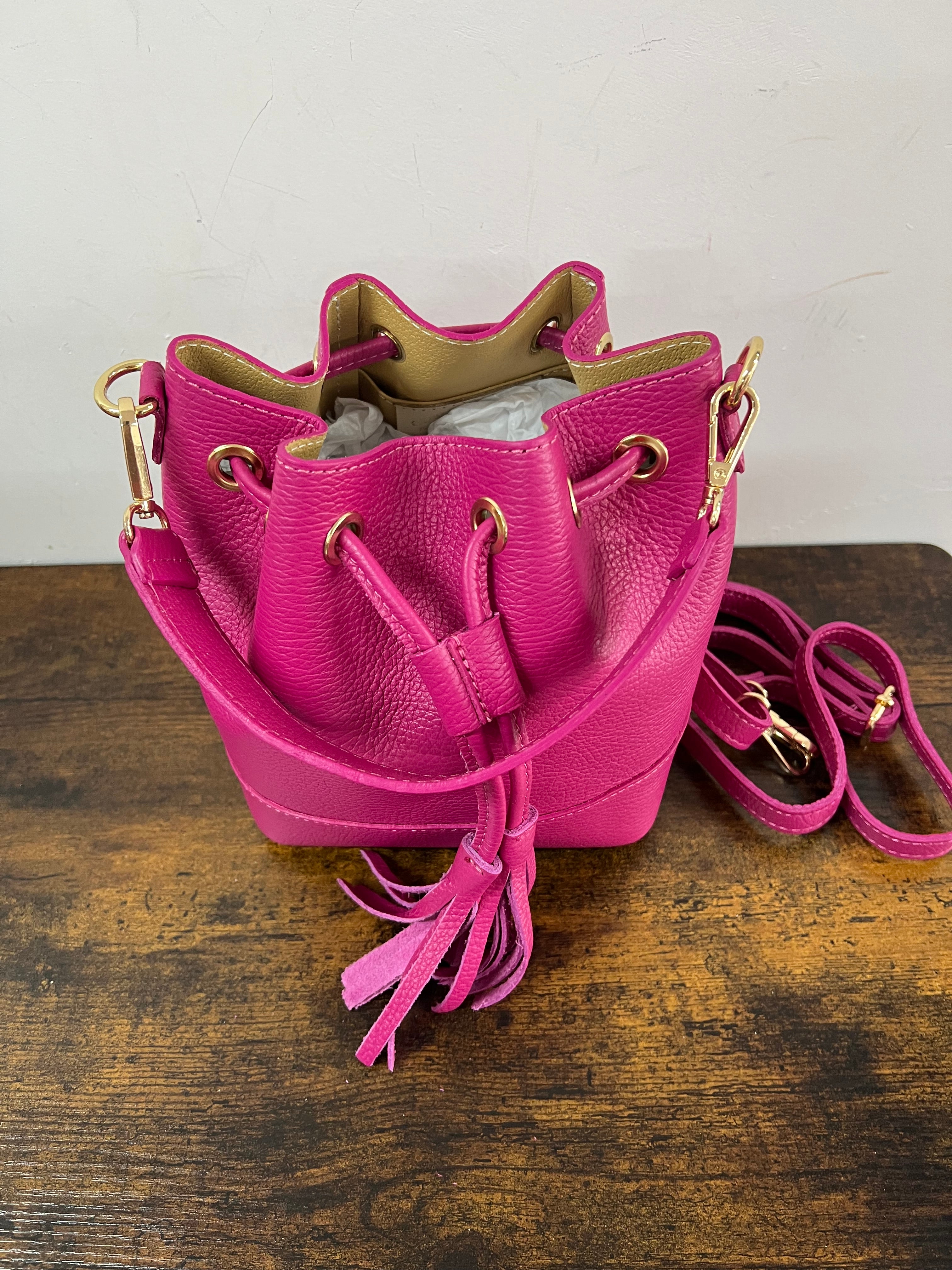 Sacchetto frange mini fucsia