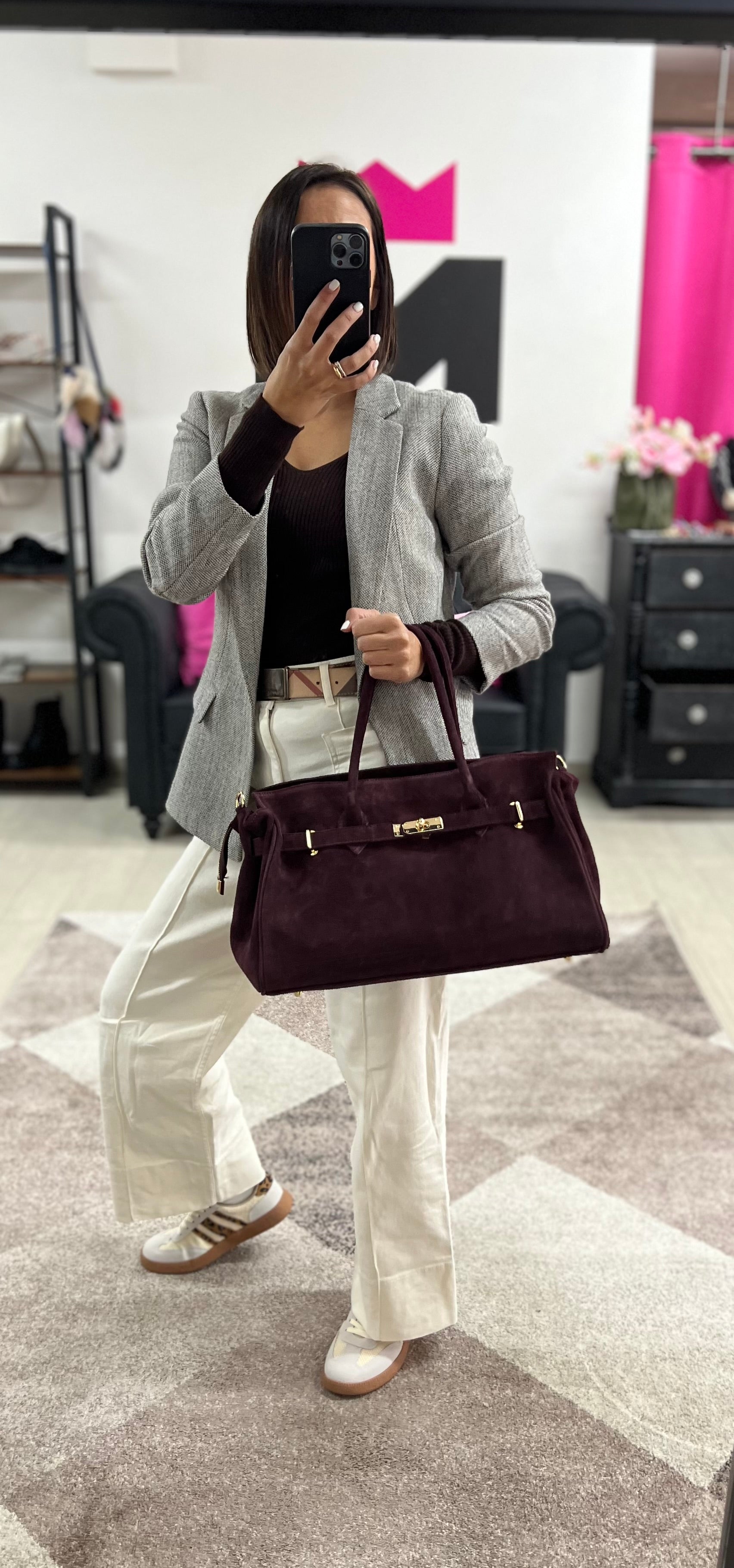 Shopper horse suede basic bordeaux