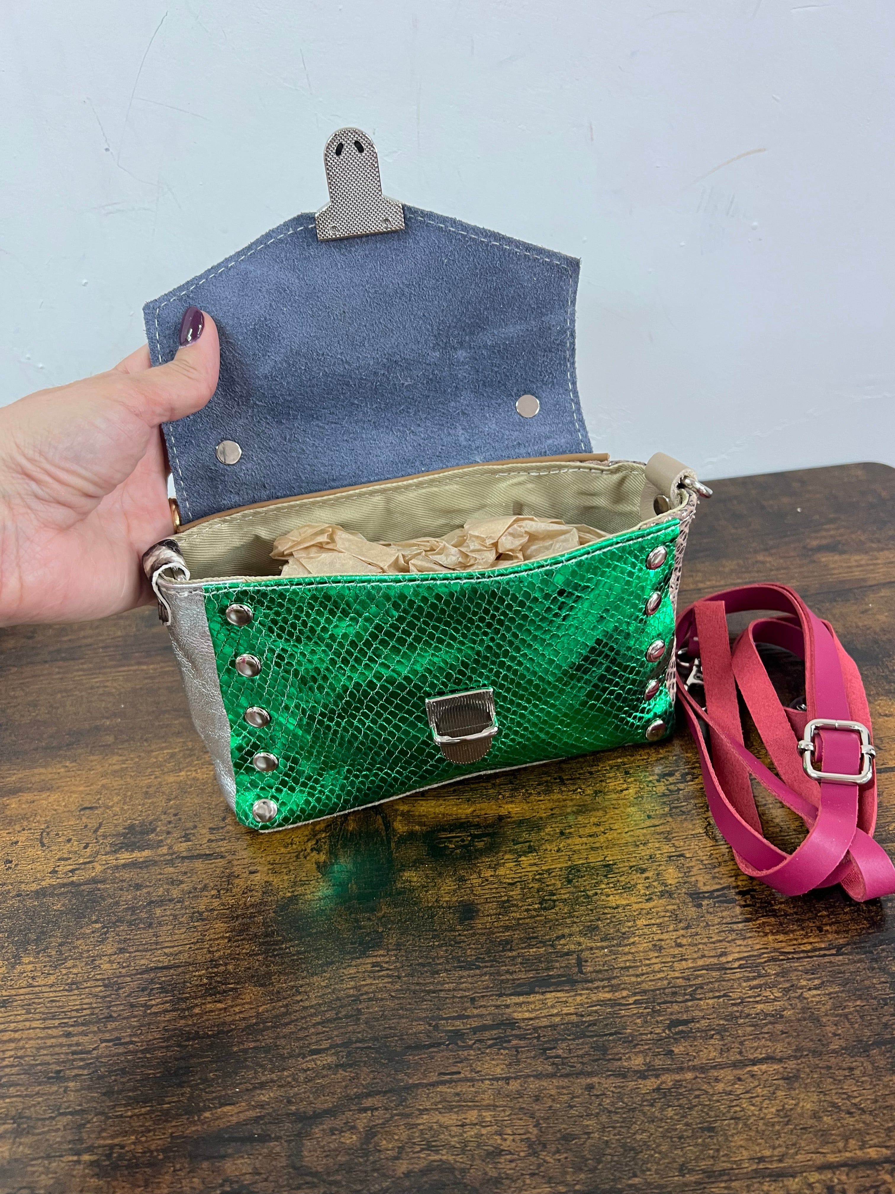 Country pocket patchwork verde smeraldo