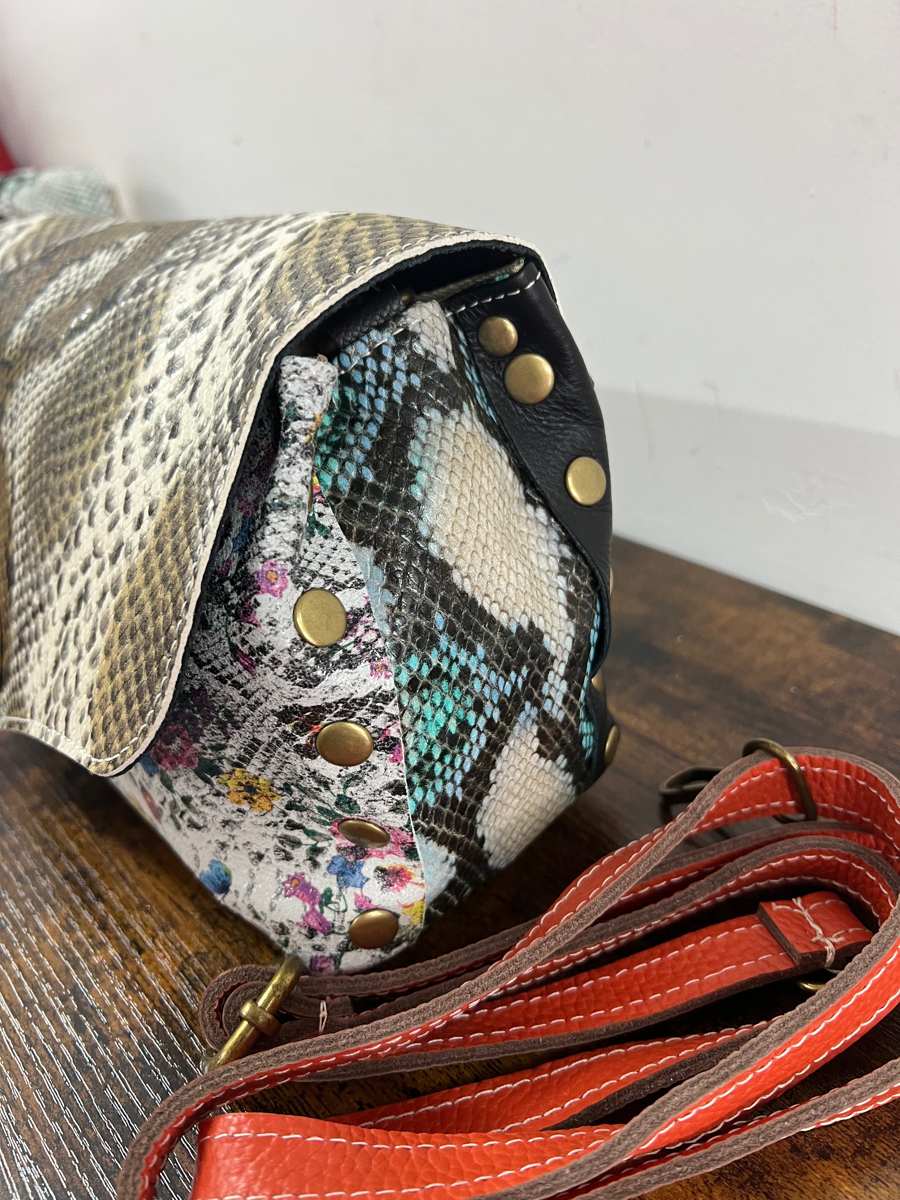 Country bag mini patchwork pyt fango e fantasia fiori