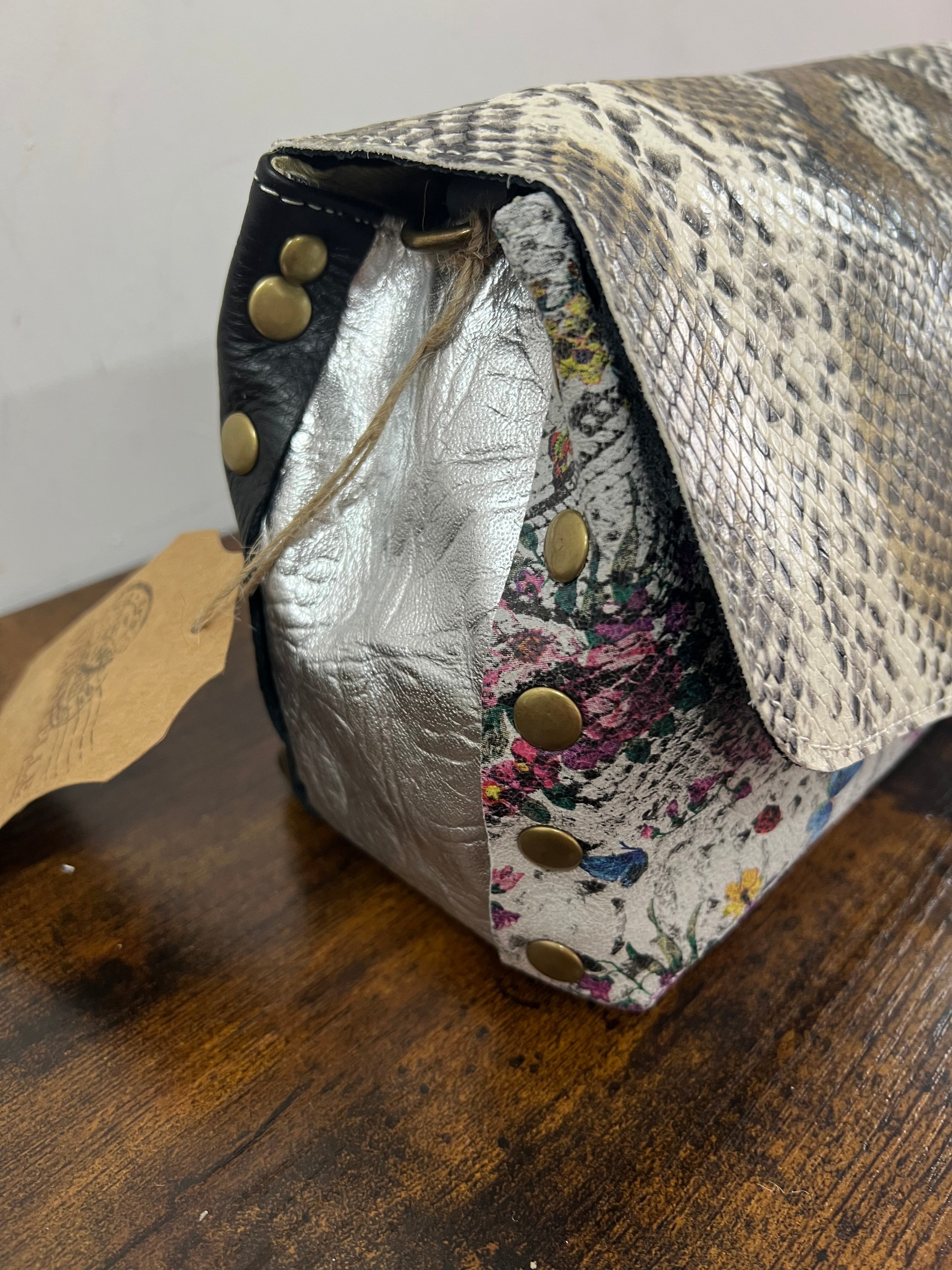 Country bag mini patchwork pyt fango e fantasia fiori