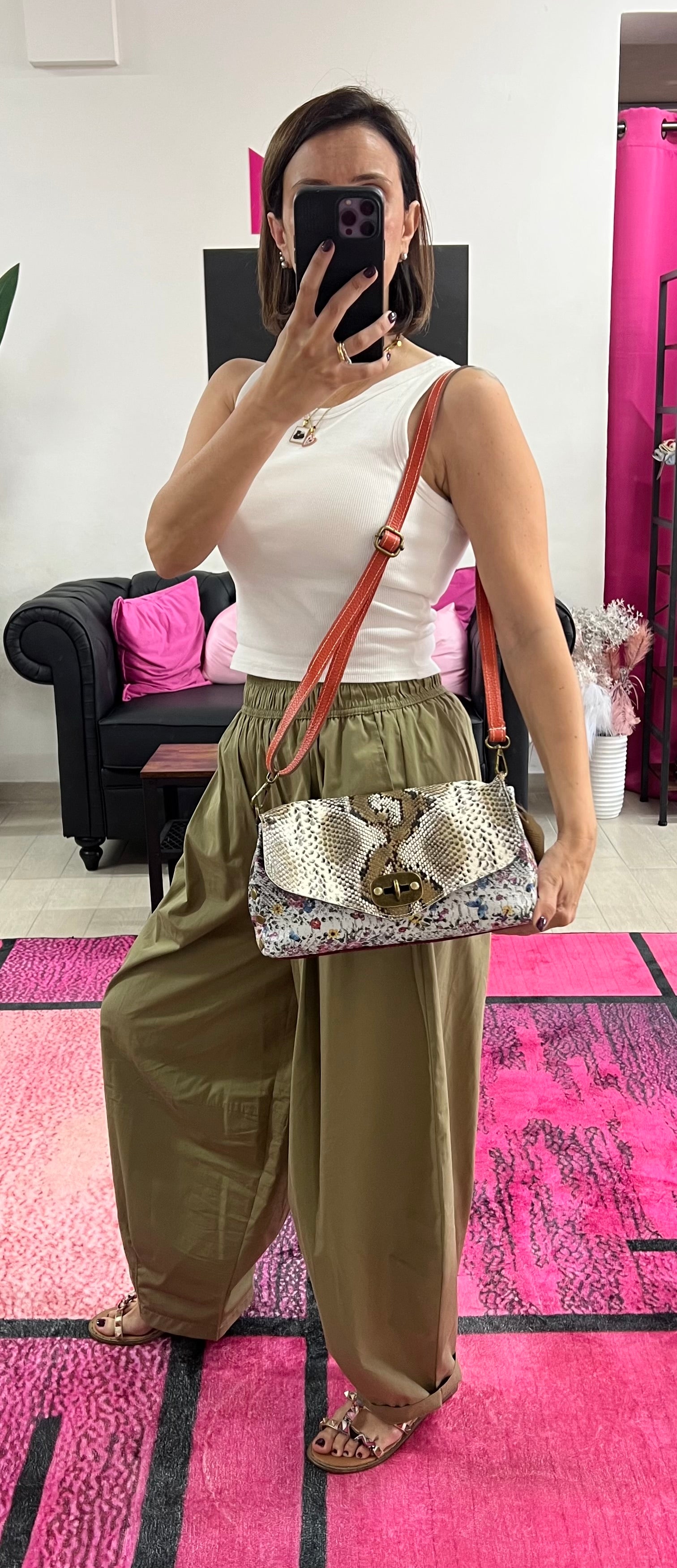 Country bag mini patchwork pyt fango e fantasia fiori