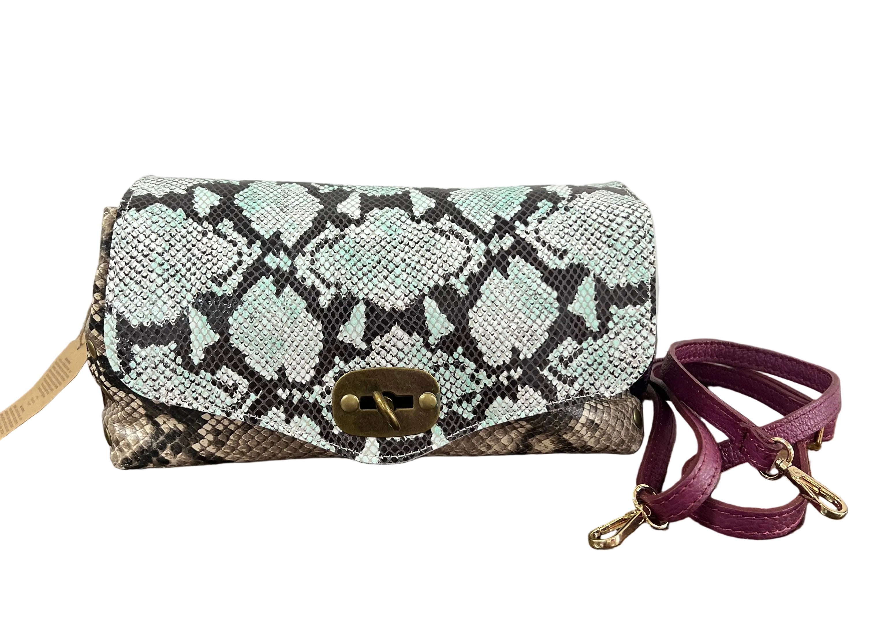 Country bag mini patchwork verde acqua e pyt taupe