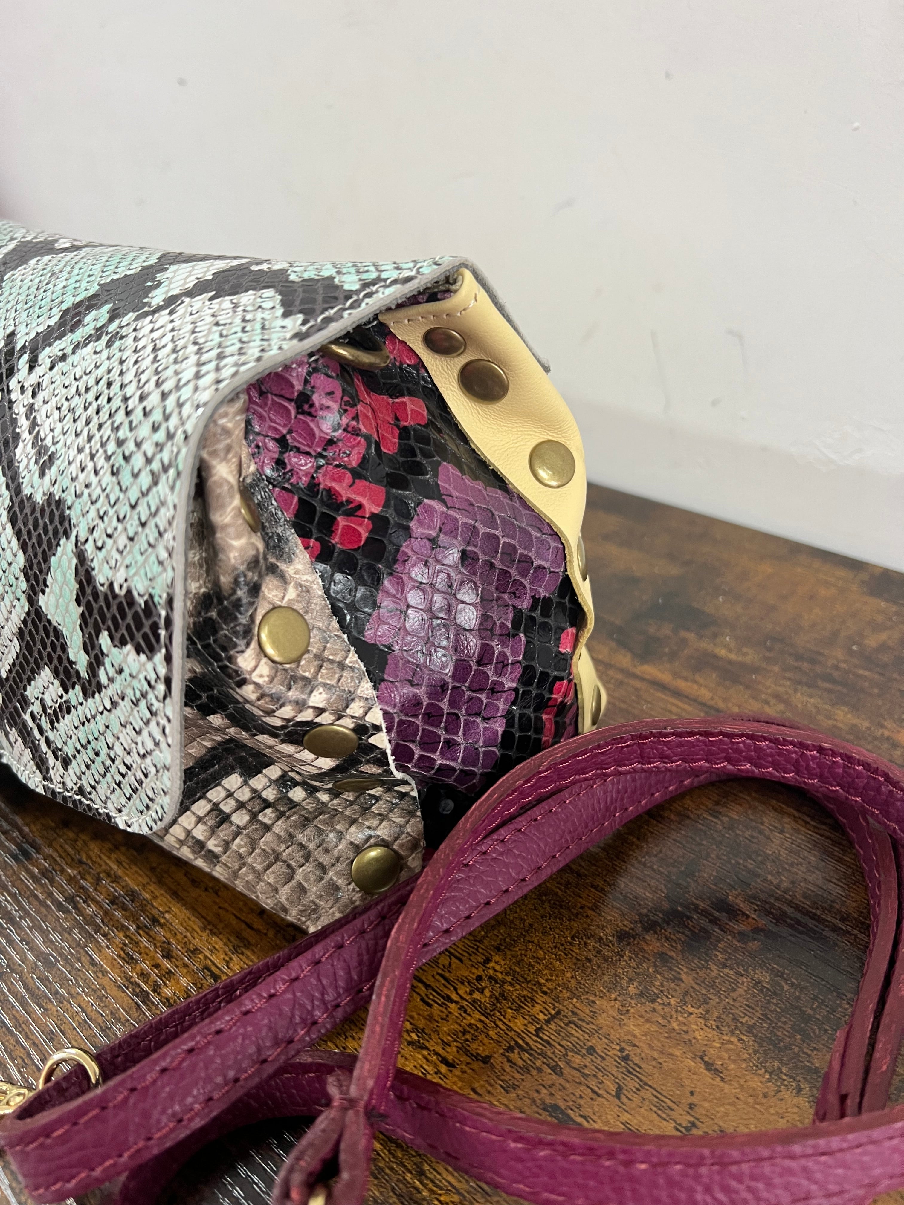 Country bag mini patchwork verde acqua e pyt taupe