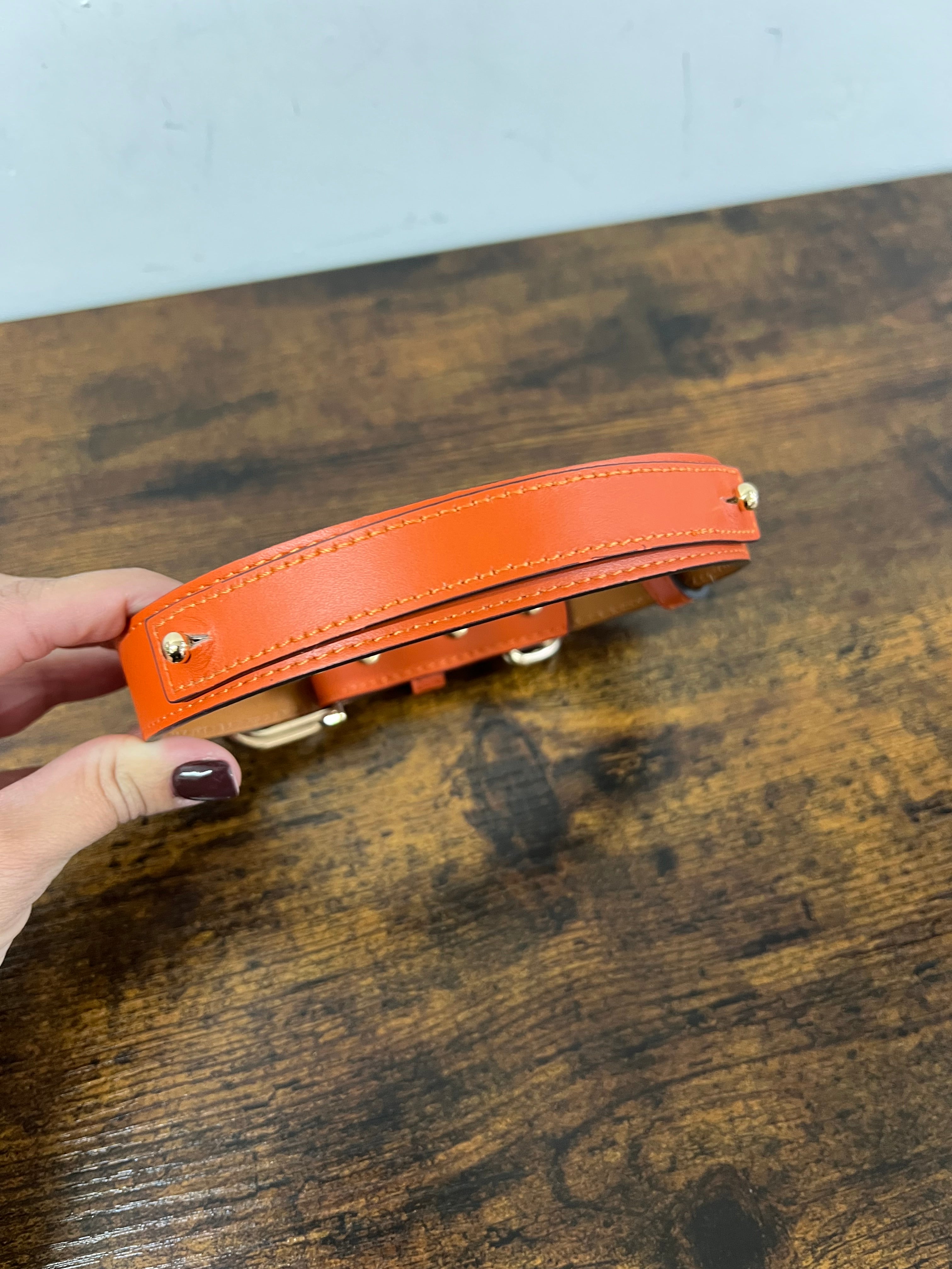 Collare in vera pelle arancio