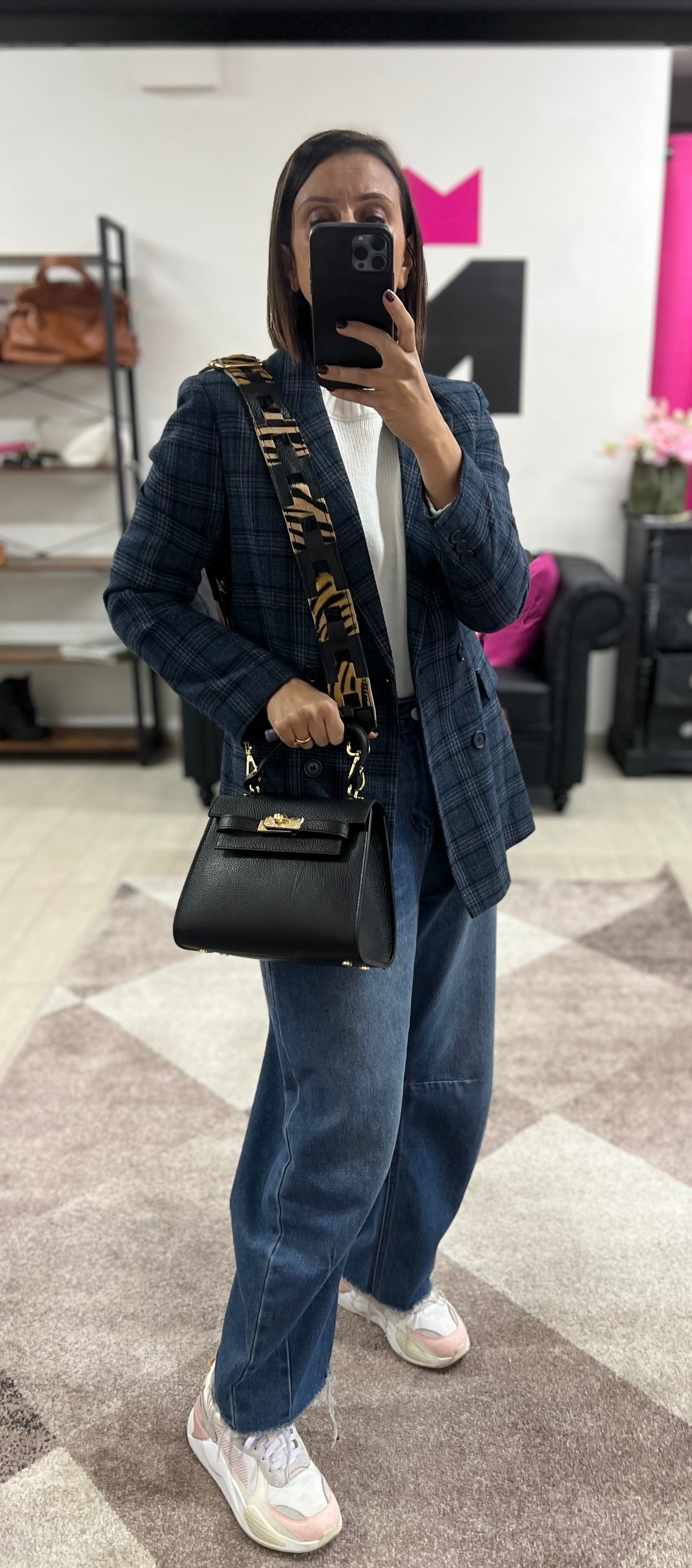 Tracolla pelle e cavallino zeb