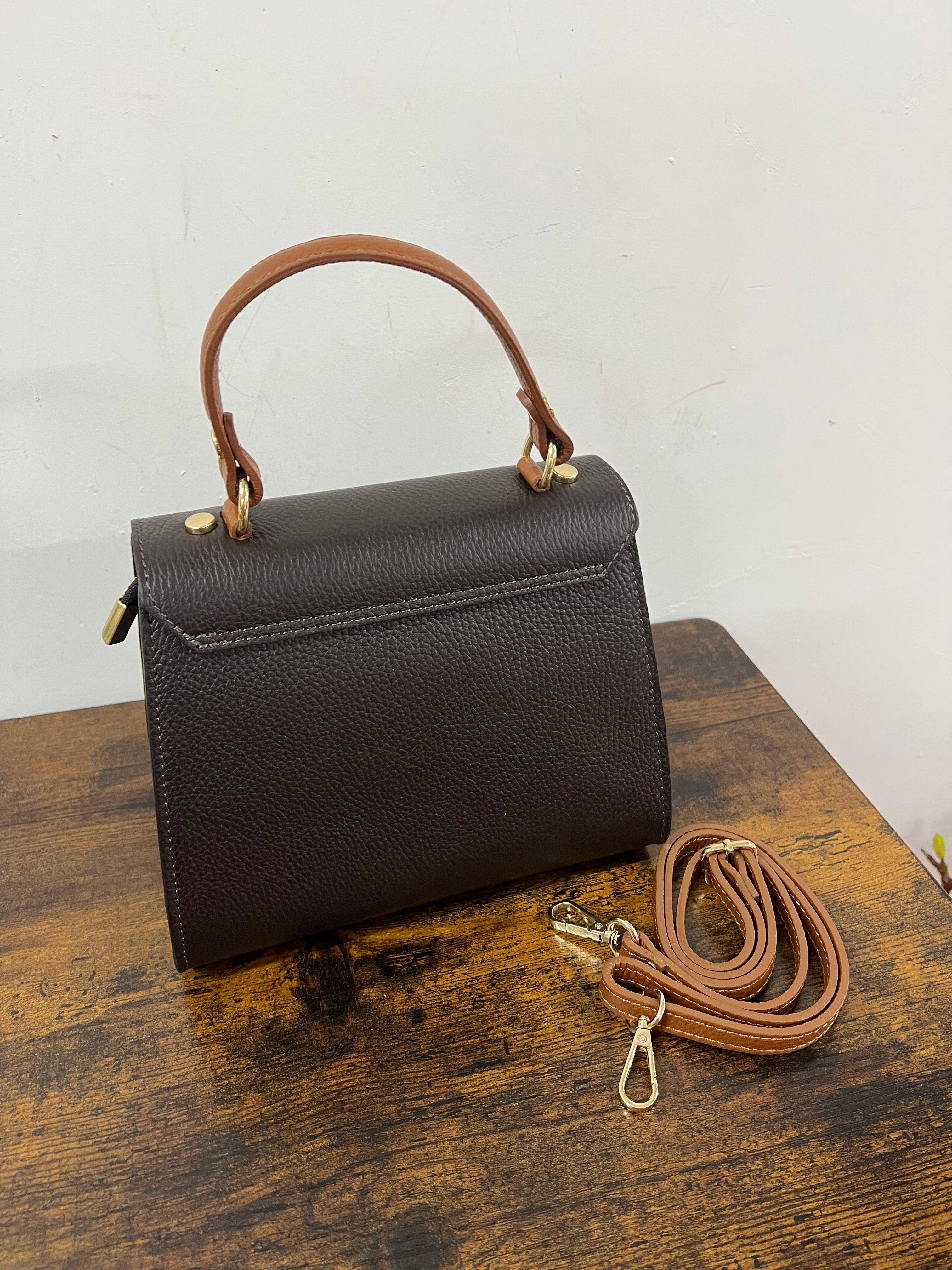 Kellie mini two-tone dark brown and tan