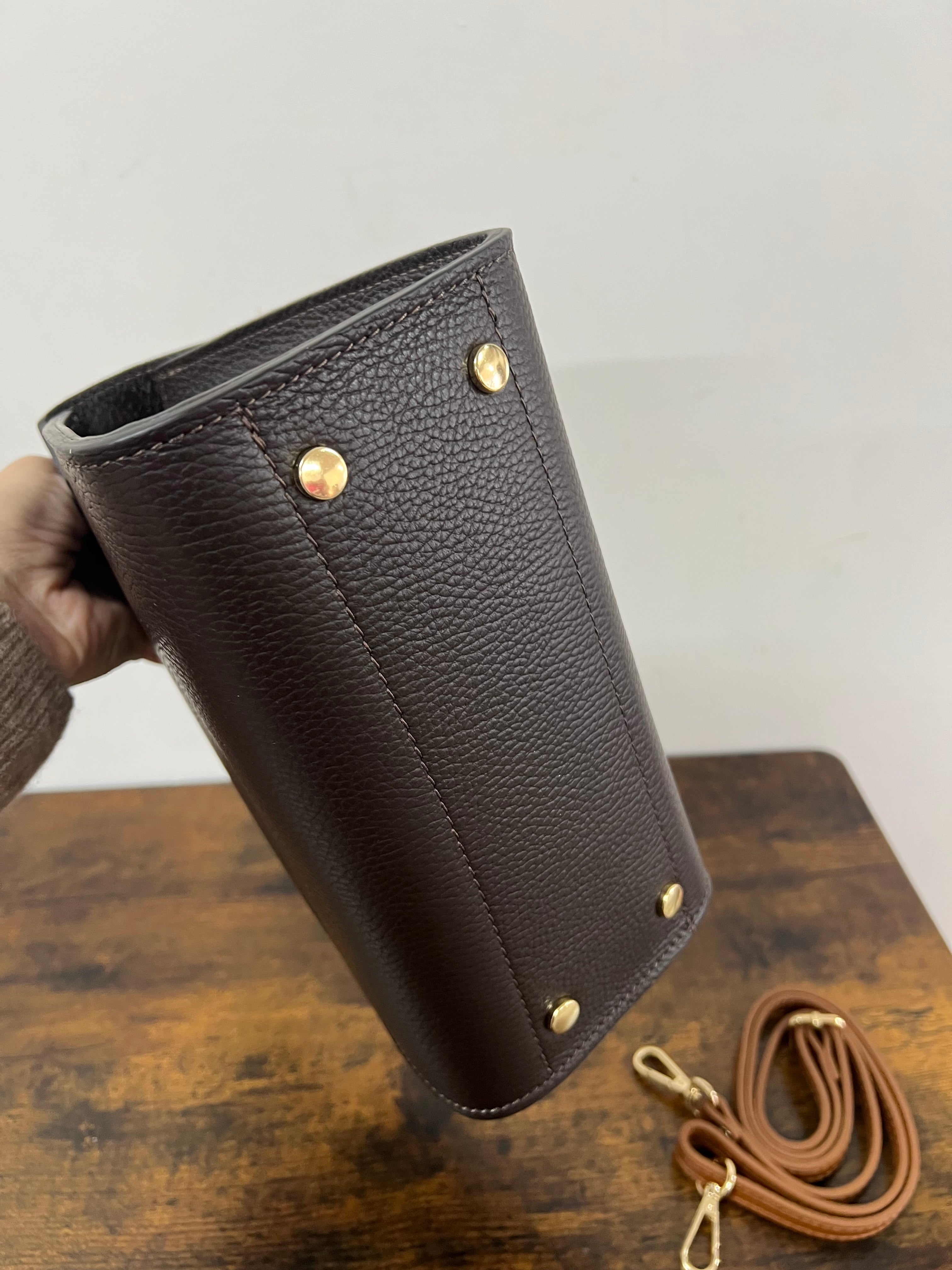 Kellie mini two-tone dark brown and tan
