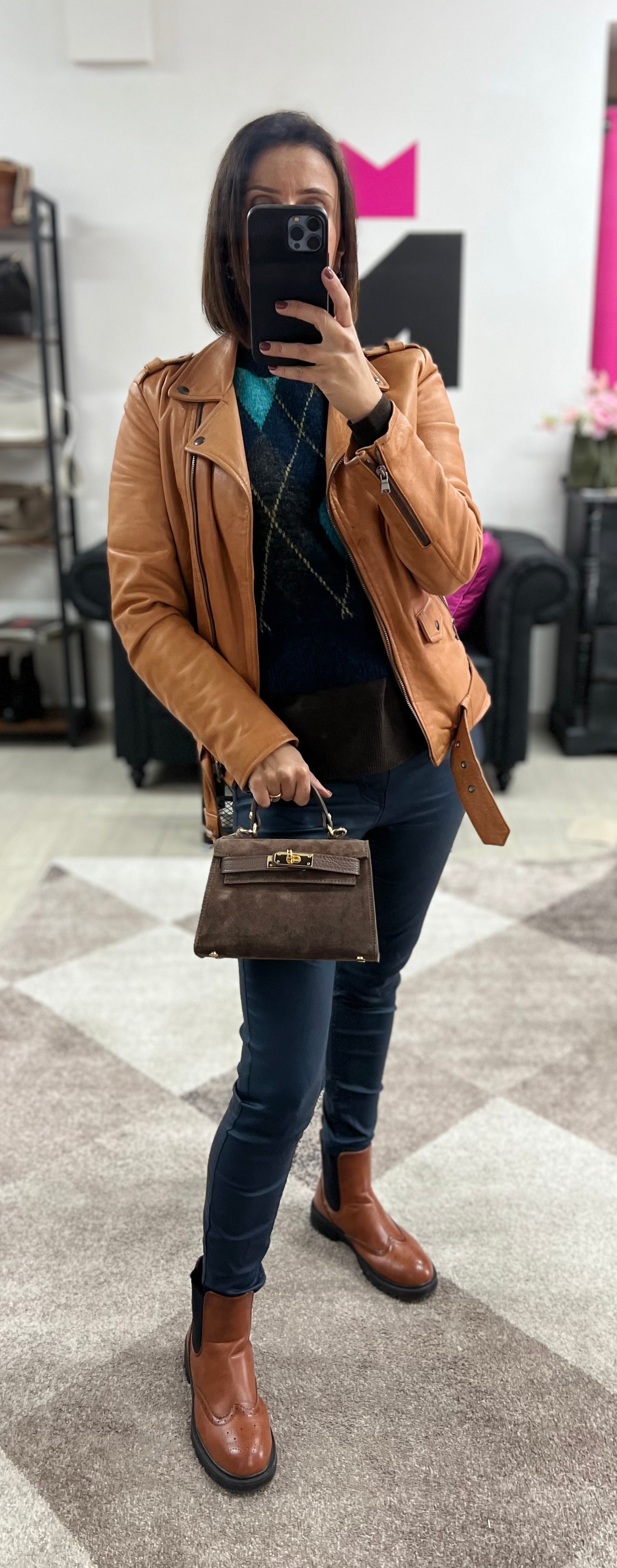 Kylie pocket suede fango