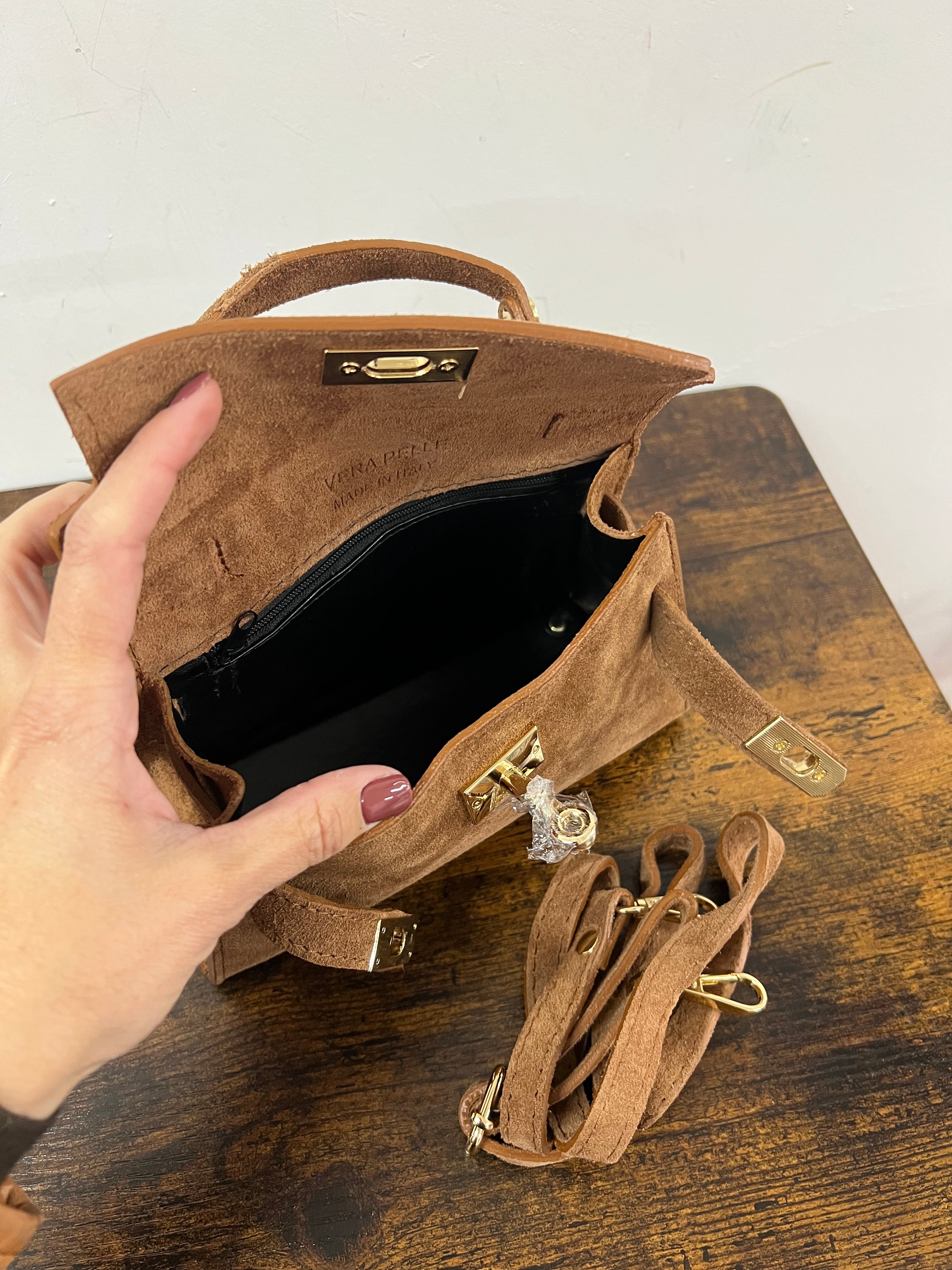 Kylie pocket suede cuoio