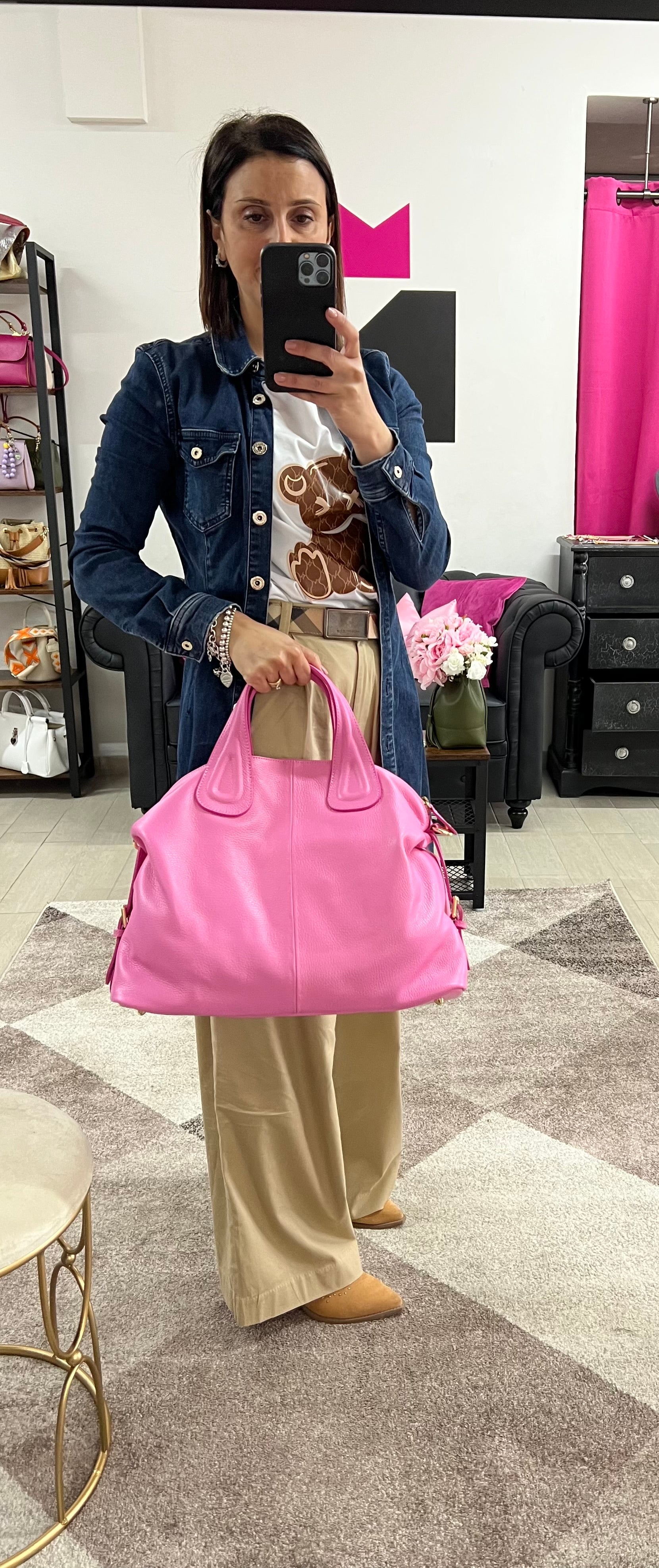 Cassandra pink bubble tote bag