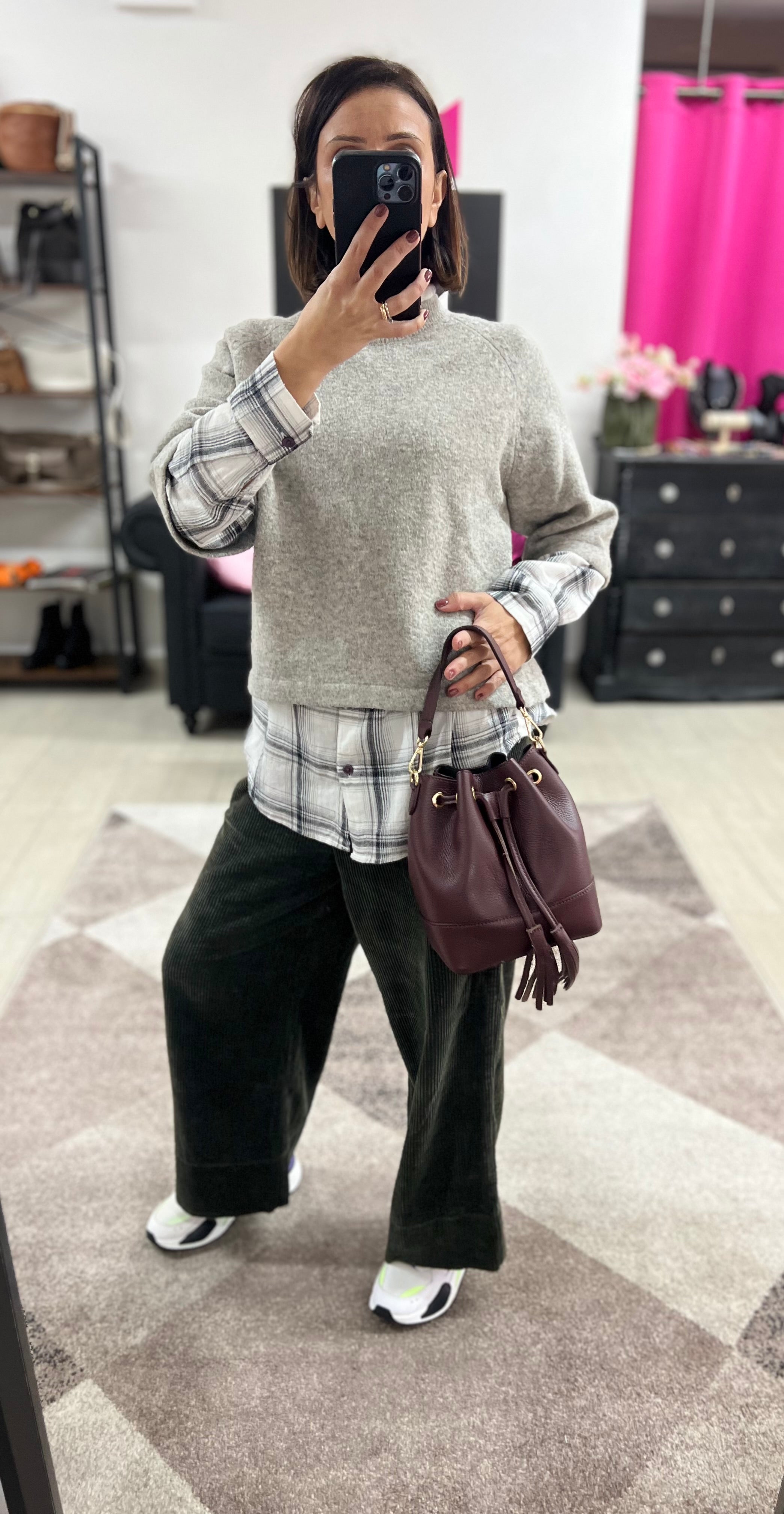 Sacchetto frange mini bordeaux