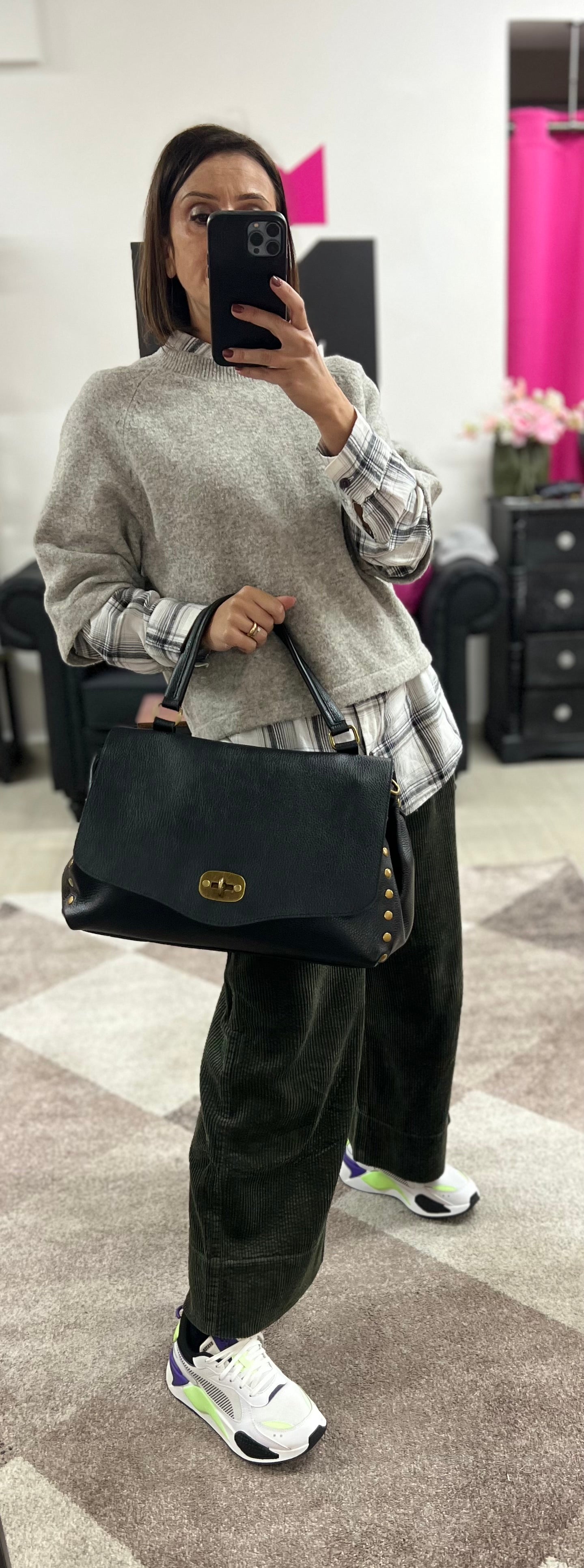 Country bag monocolore maxi nero