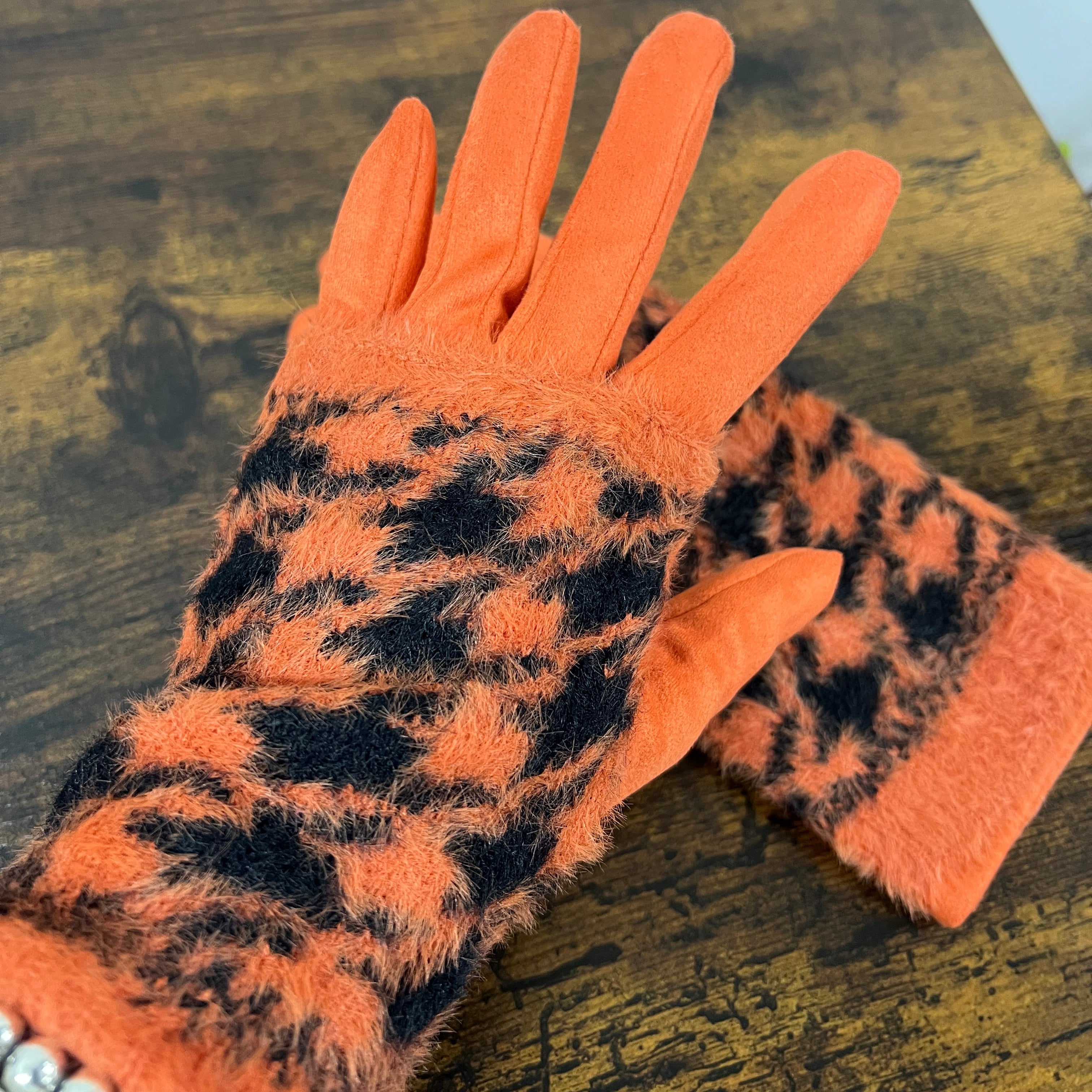 Guanto double pied de poule arancio