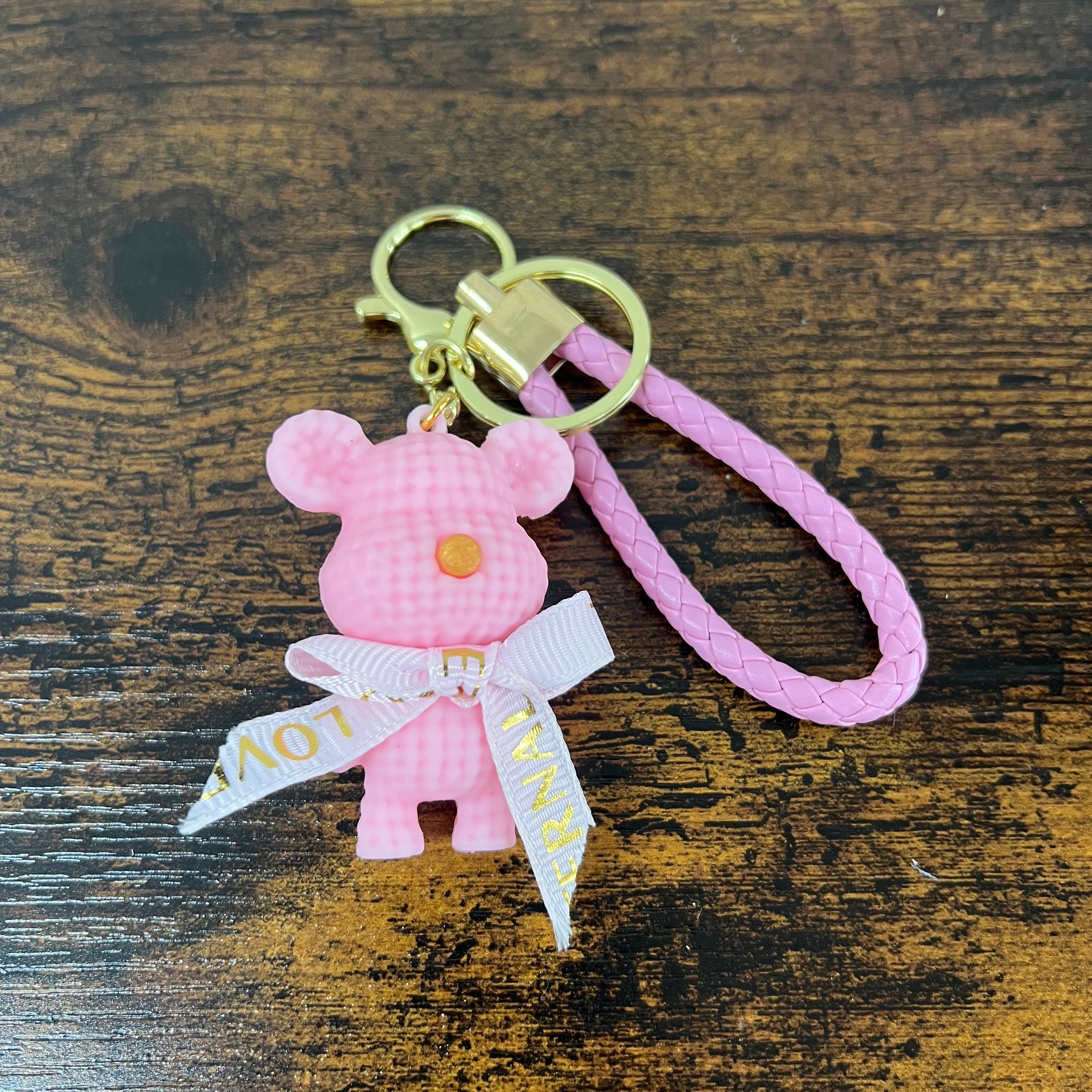 Portachiavi orso strong  rosa