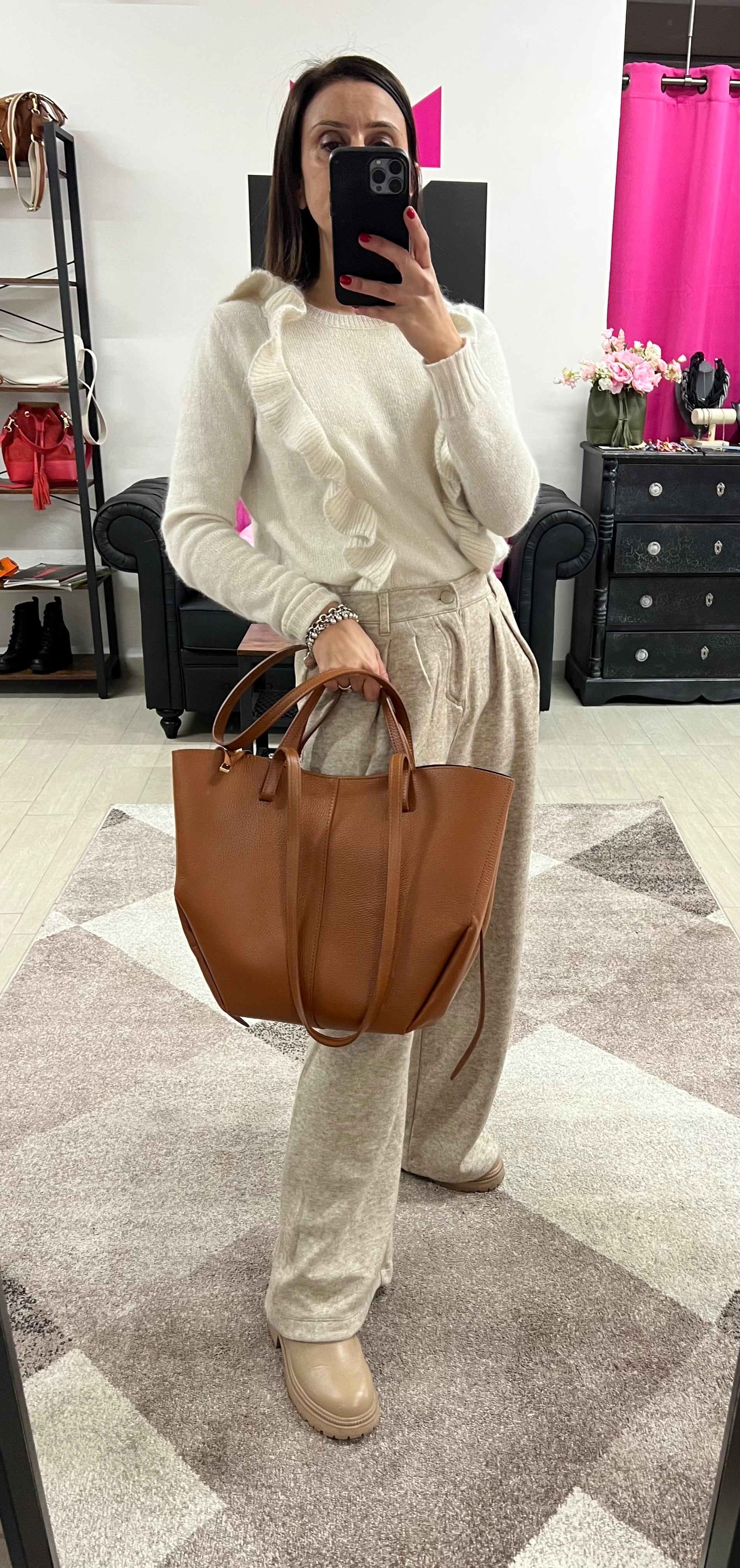 Shopper lili z over cuoio scuro