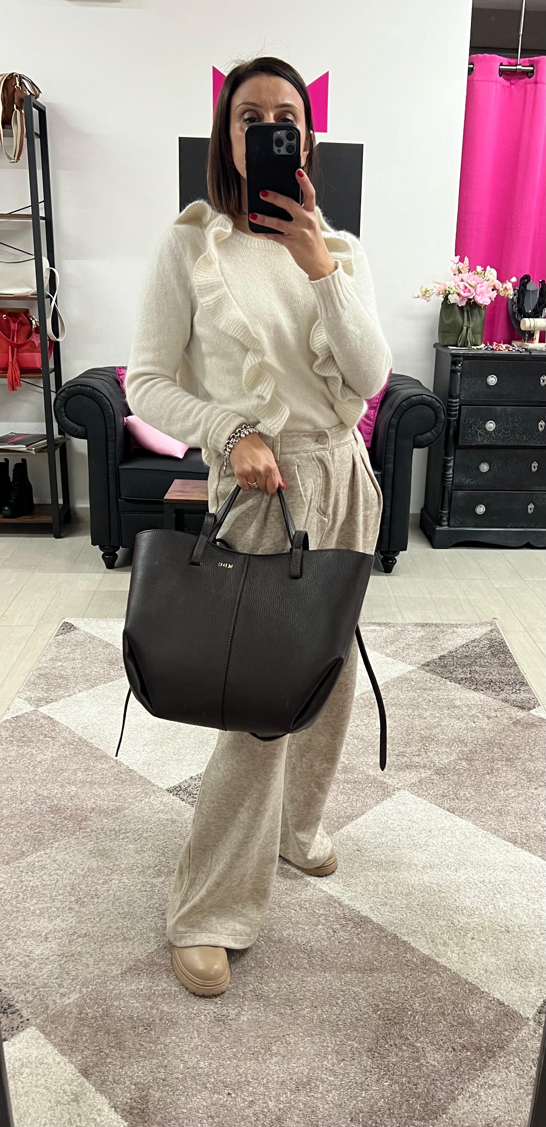 Lili shopper bag with dark brown head