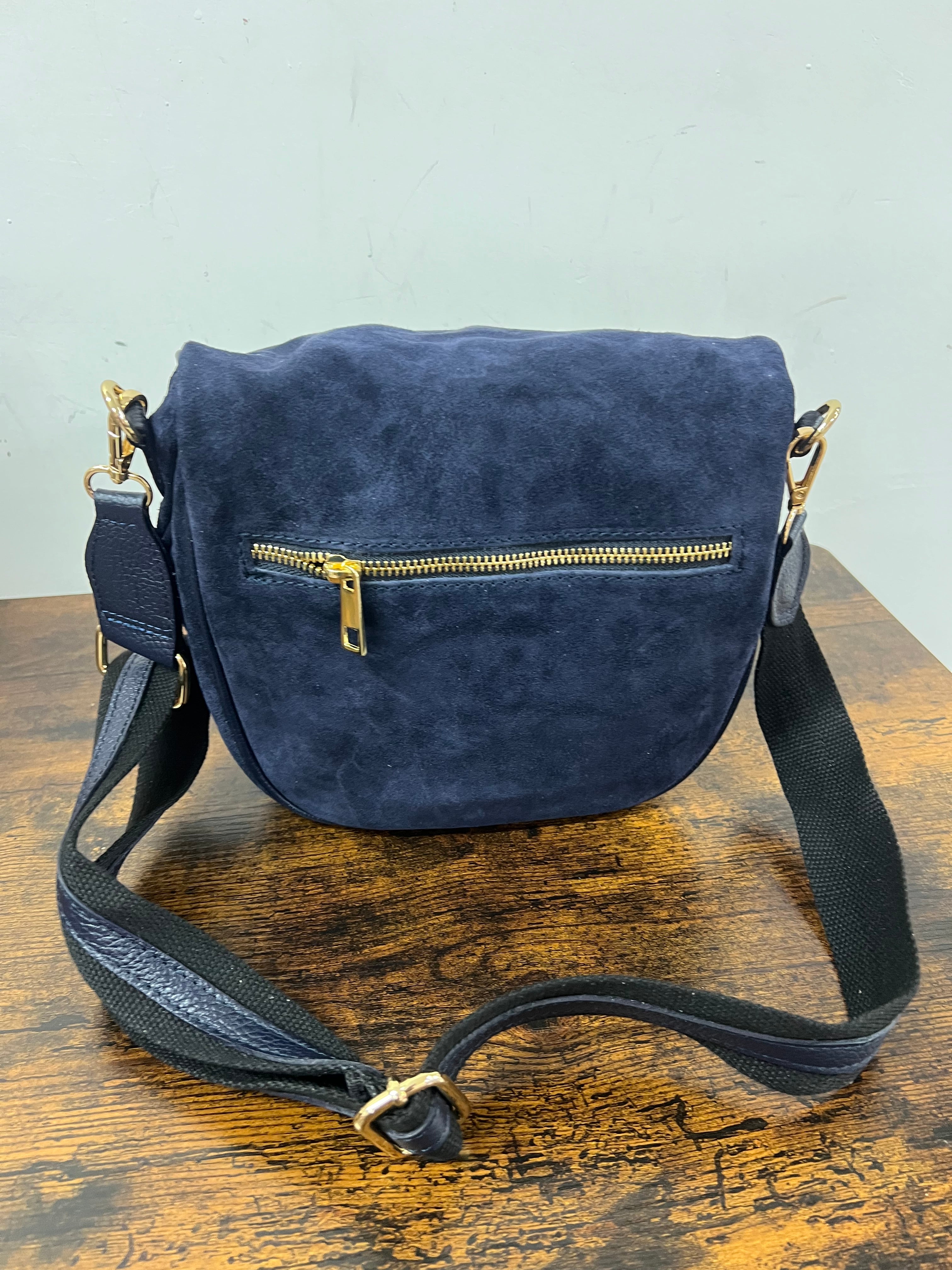 Marsupione z suede blu navy