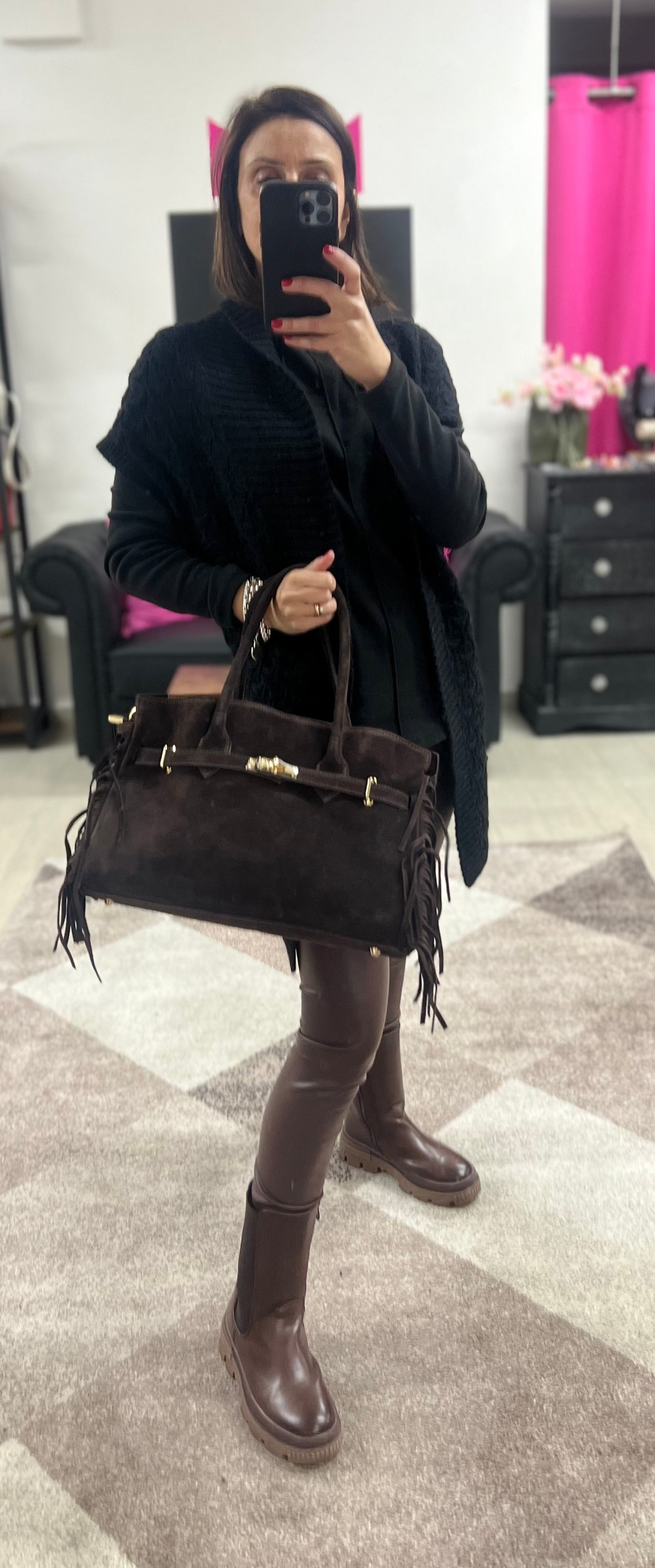 Shopper horse suede testa di moro