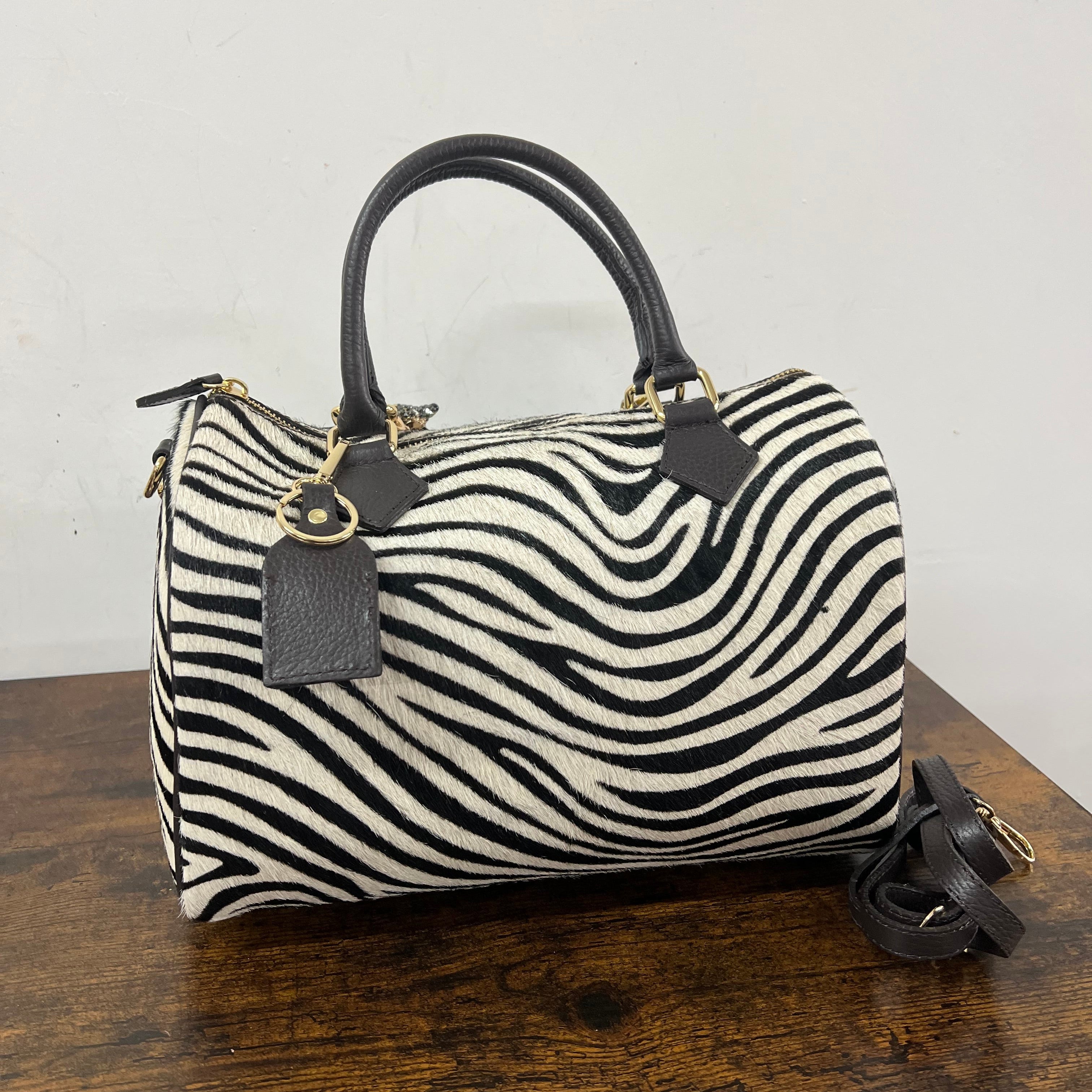 Maxi zebra pony hair top-handle bag