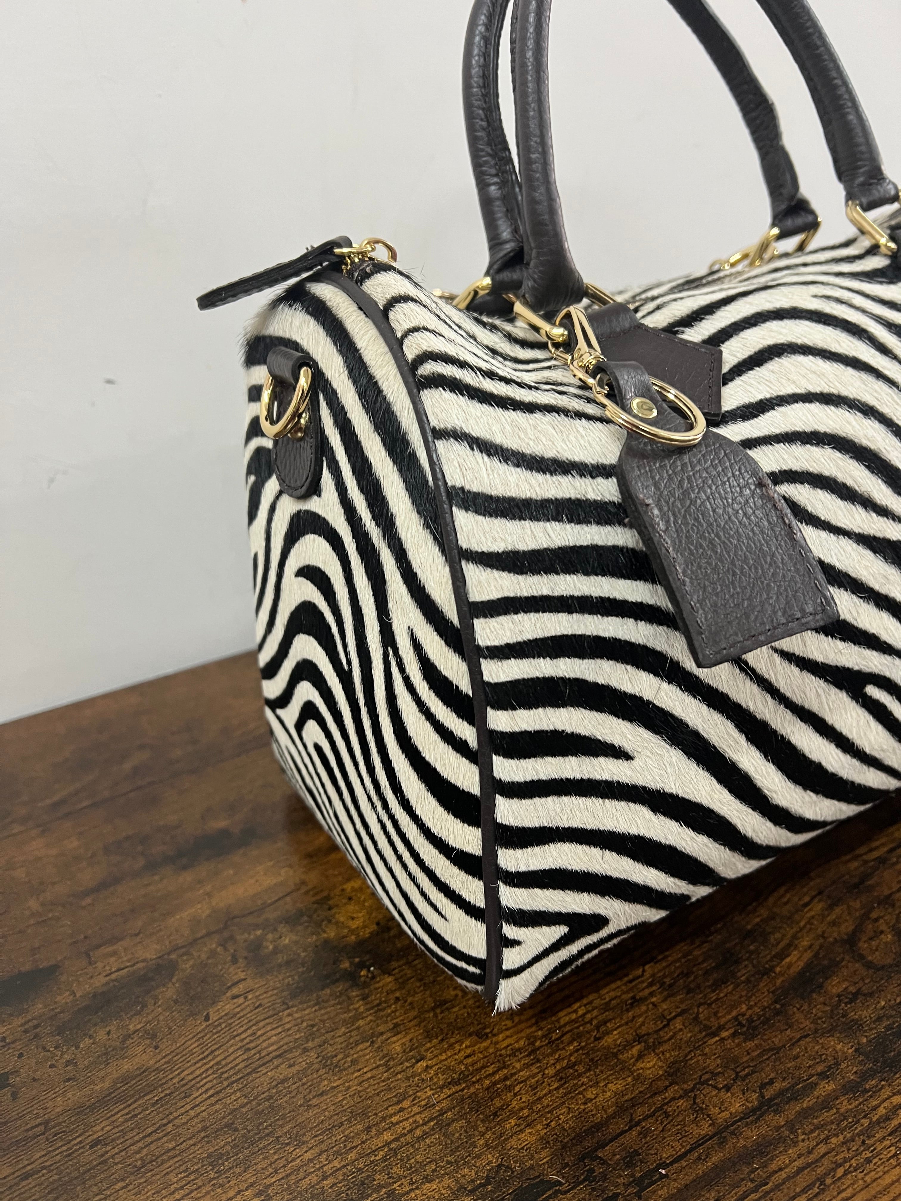 Maxi zebra pony hair top-handle bag