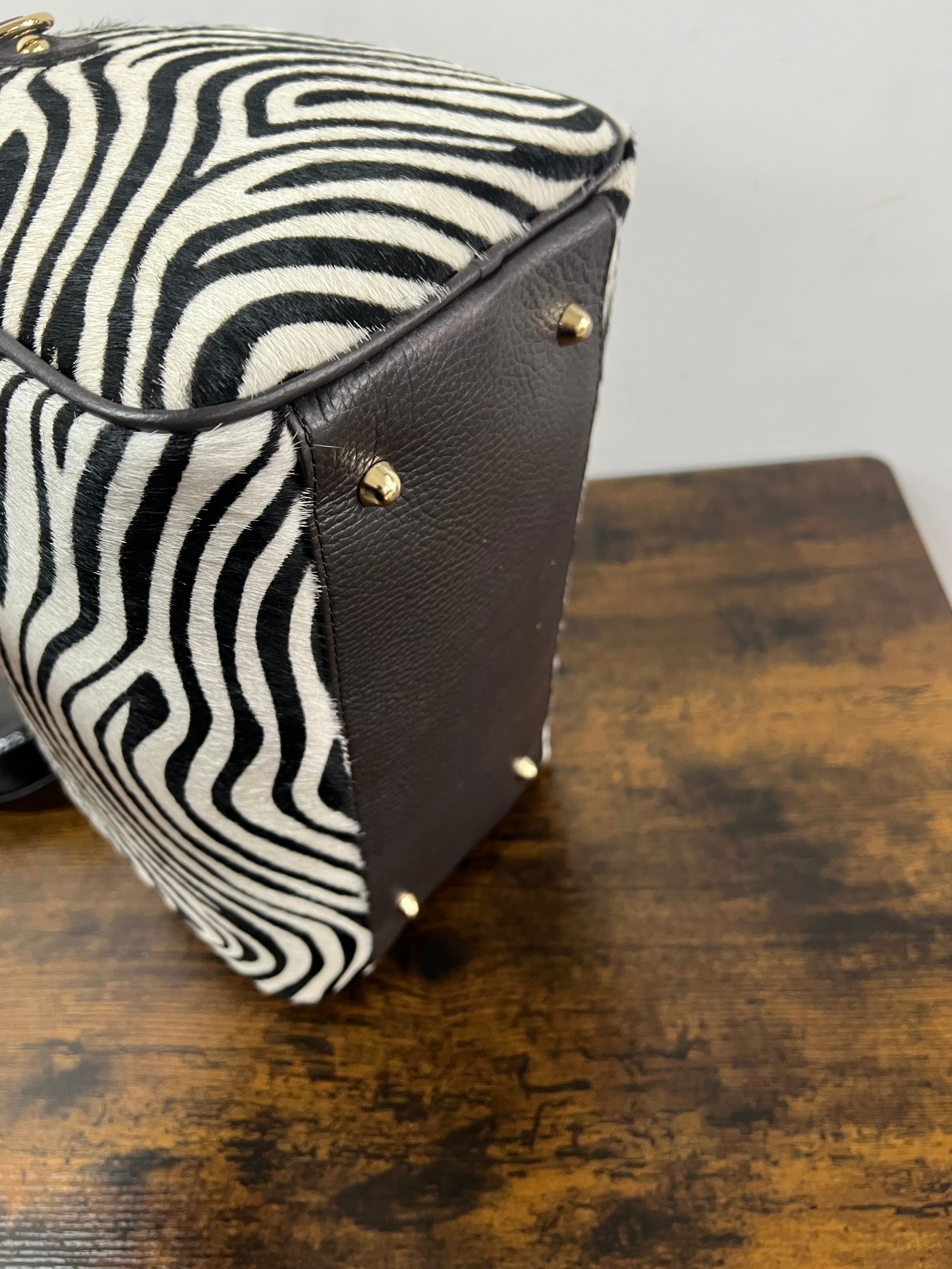 Maxi zebra pony hair top-handle bag