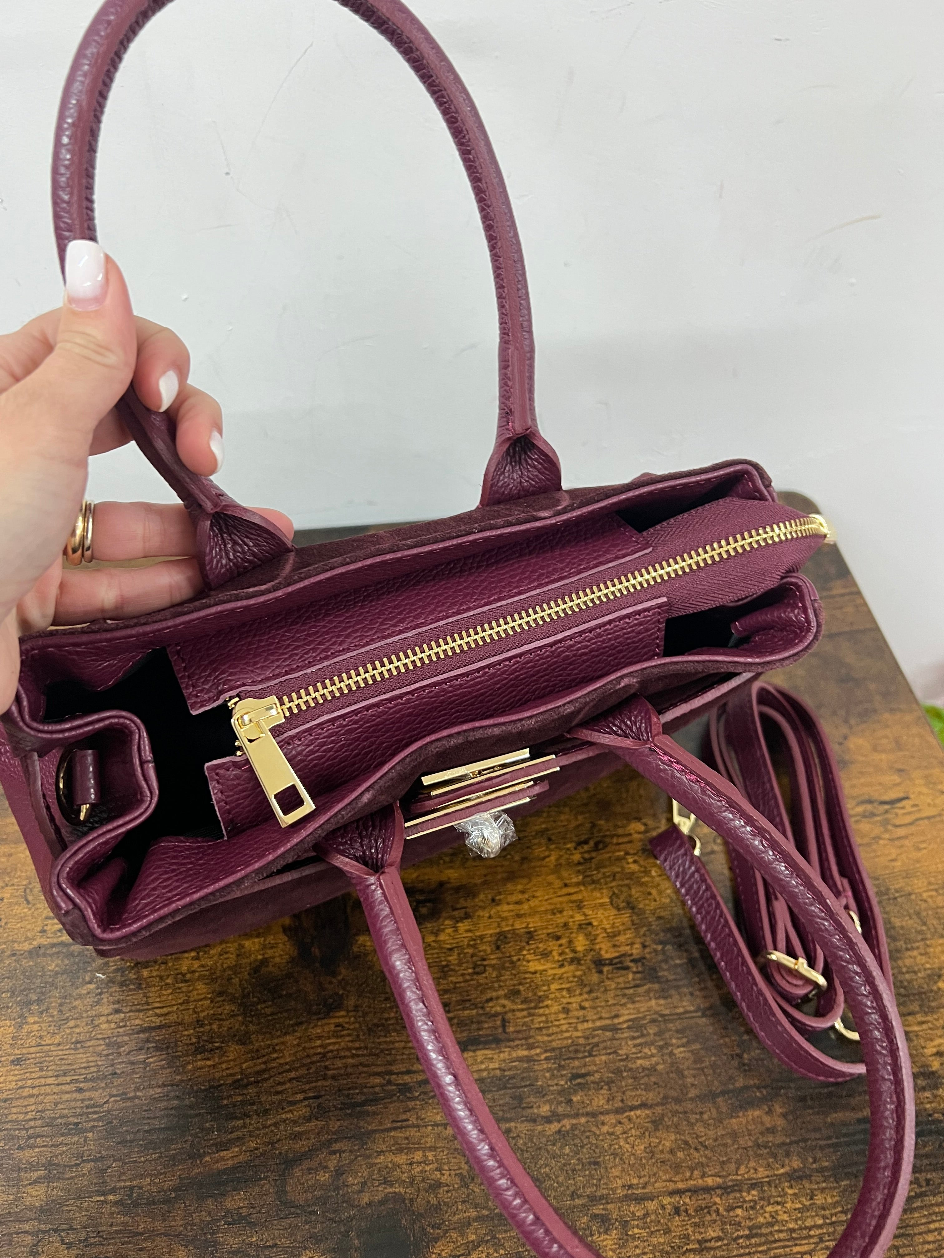 Shpper horse suede mini amaranto