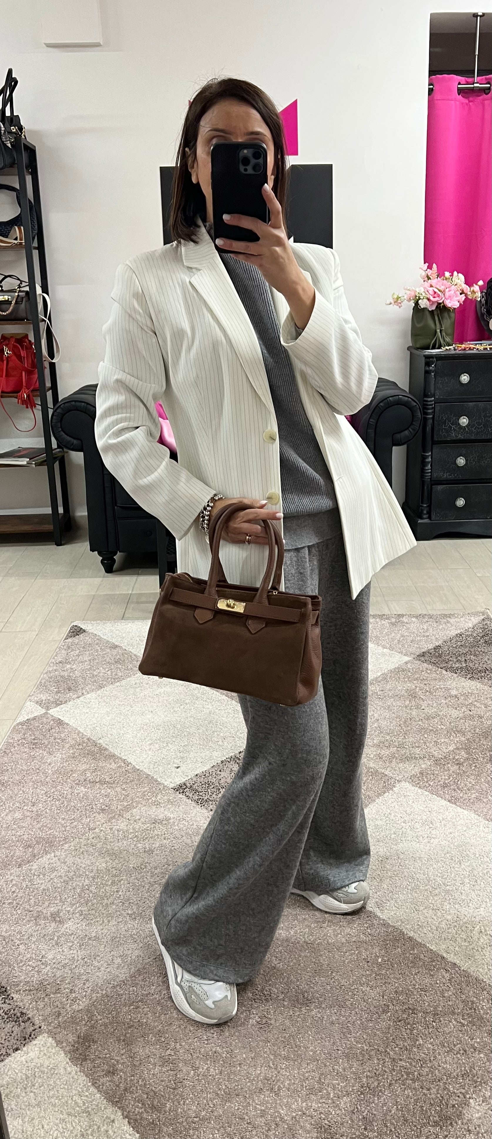 Shopper horse suede mini cioccolato