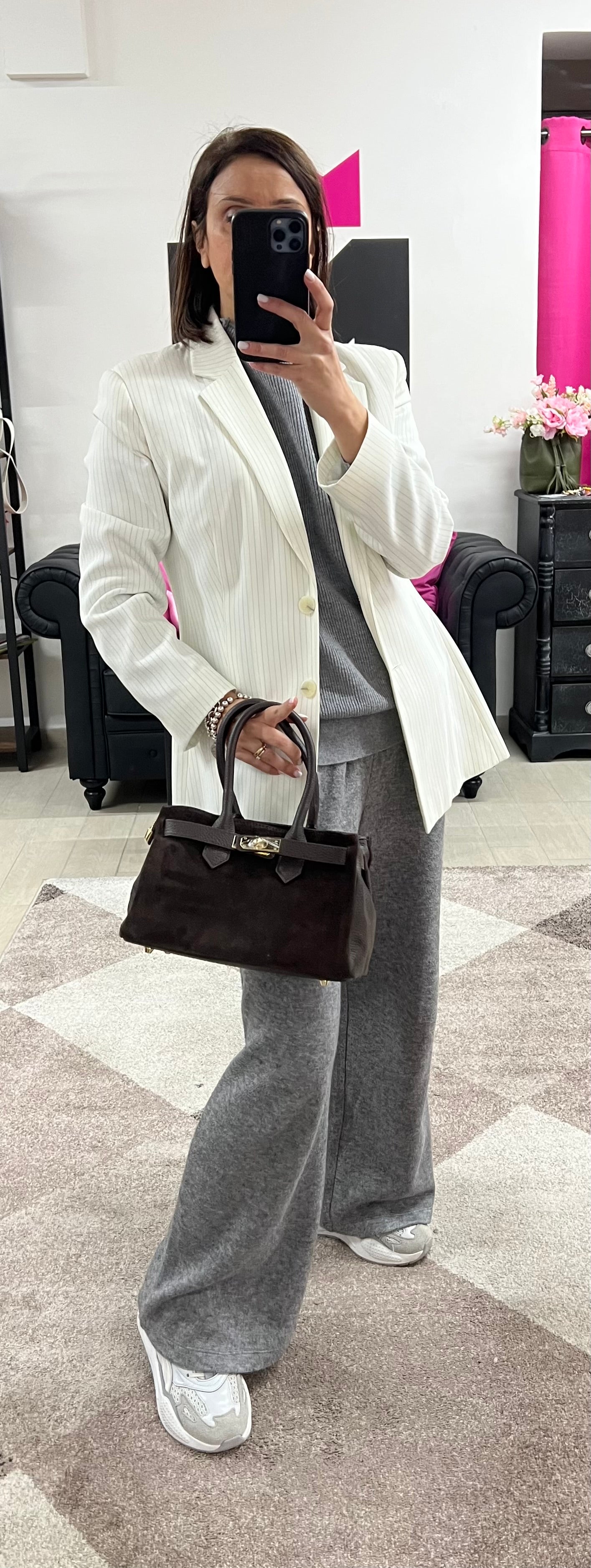 Shopper horse suede mini testa di moro