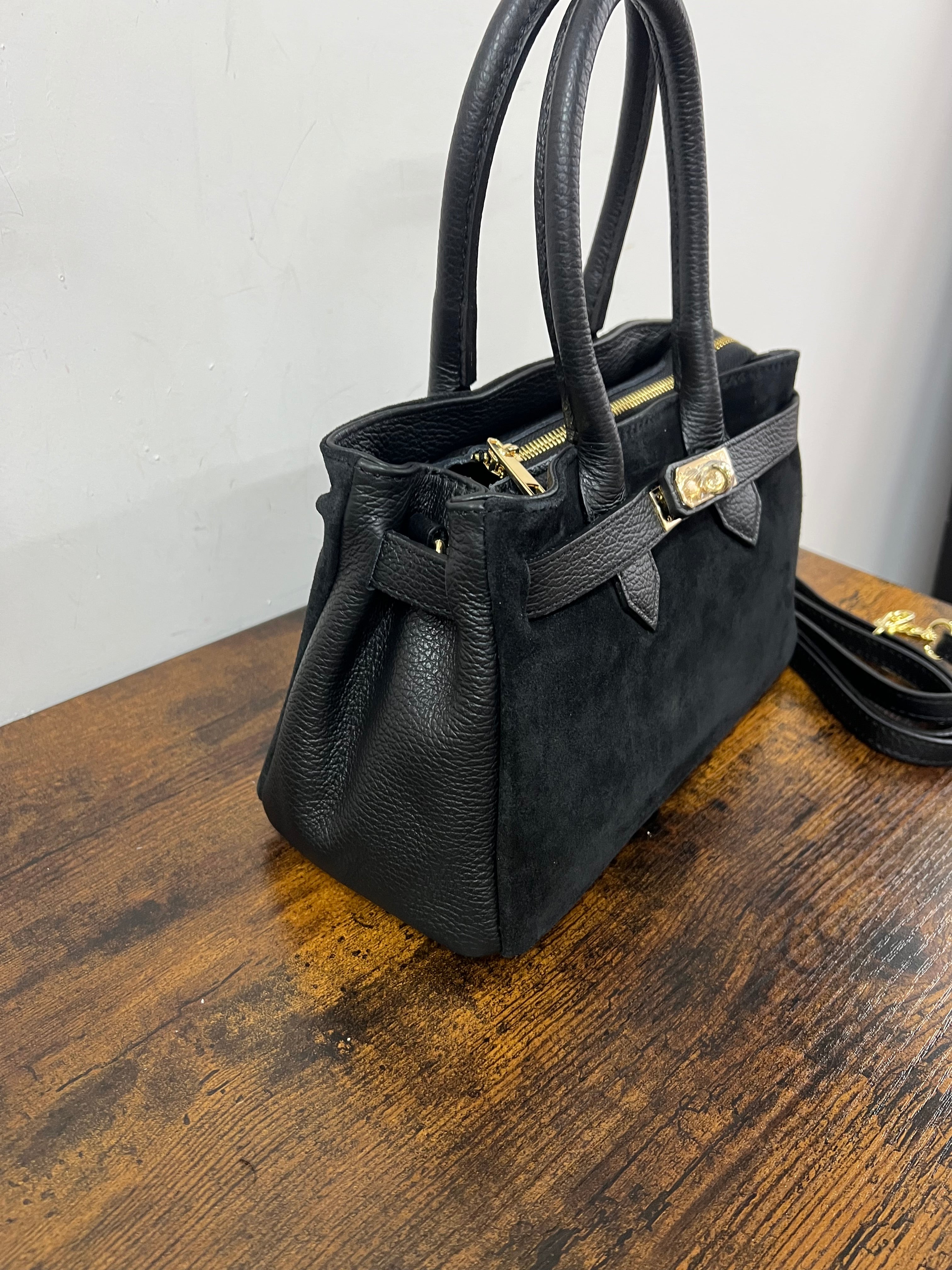 Shopper horse suede mini nero