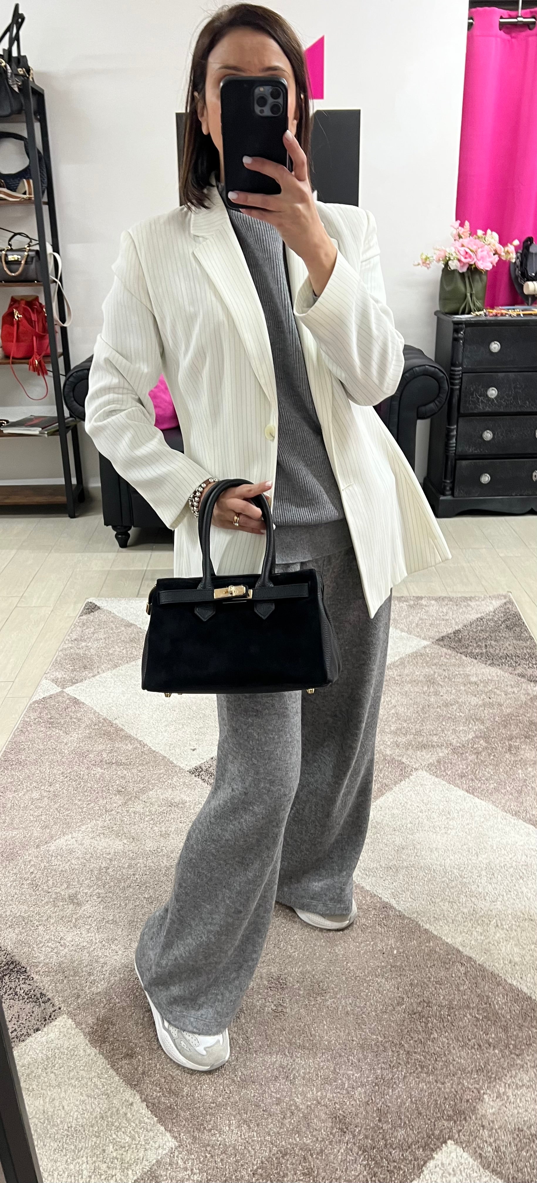 Shopper horse suede mini nero