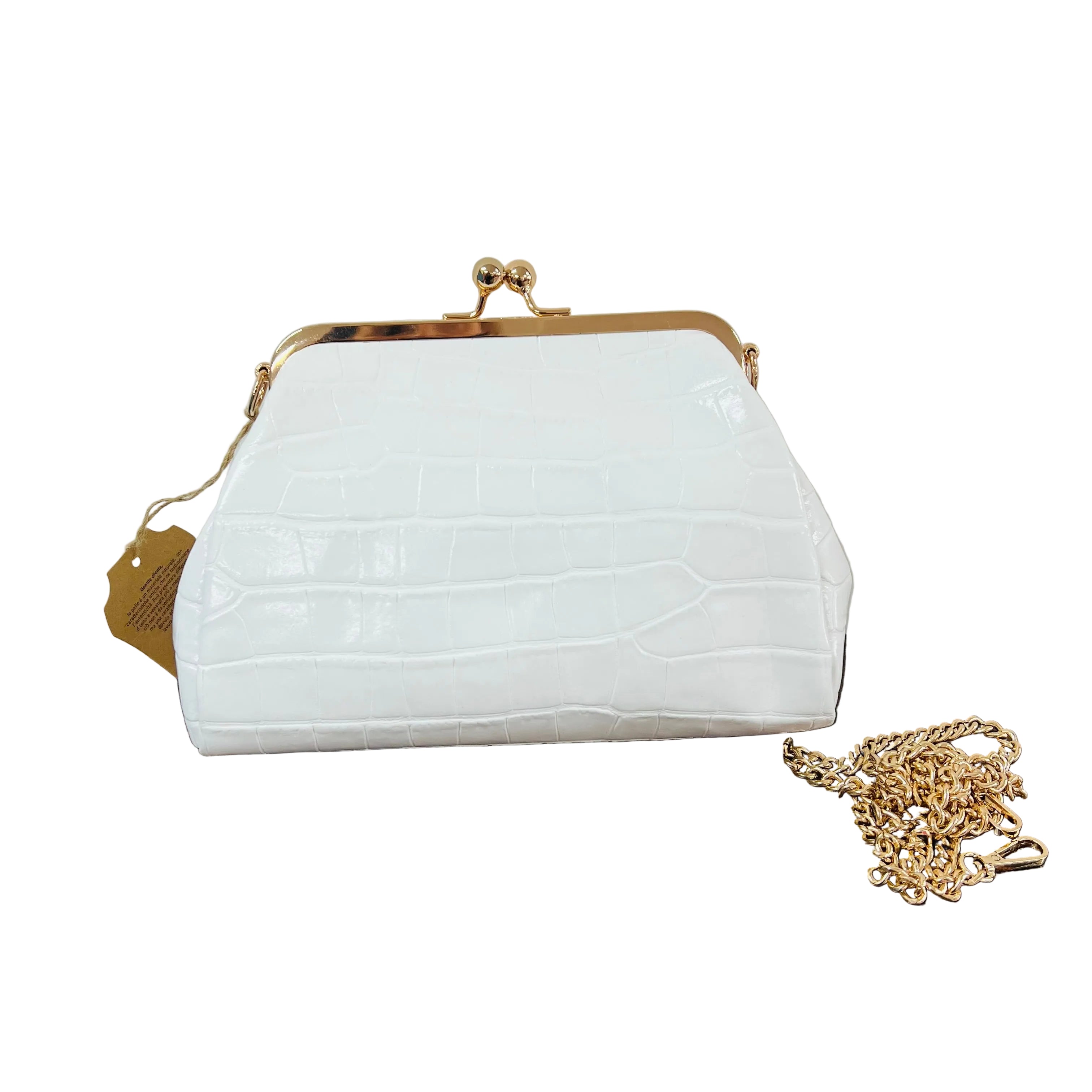 Maxi borsello cocco vernice bianco
