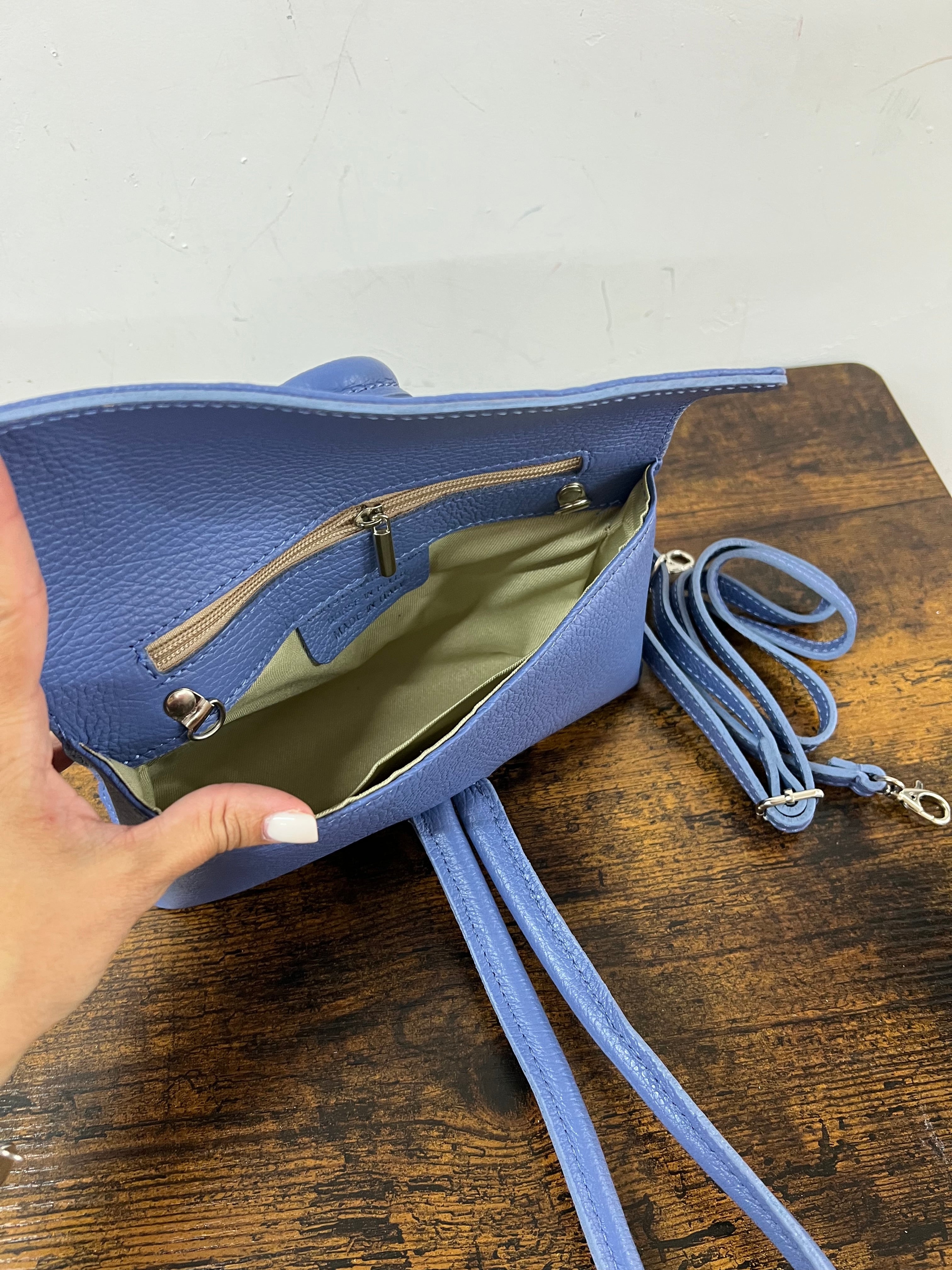 Limited edition indigo knot clutch